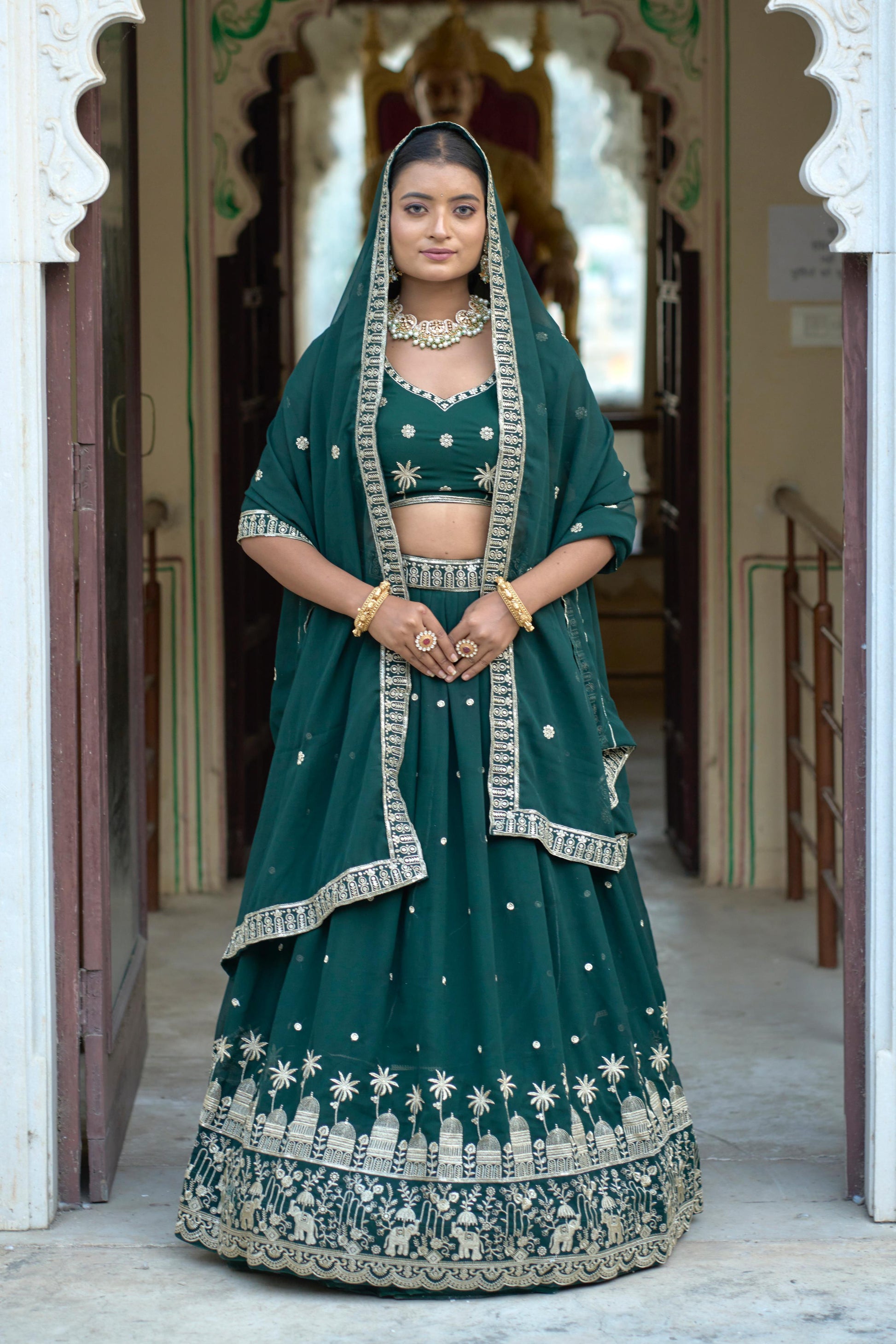 Stylish Georgette Rich Sequins Embroidered Lehenga Choli Set - INDIAN ELEGANCE