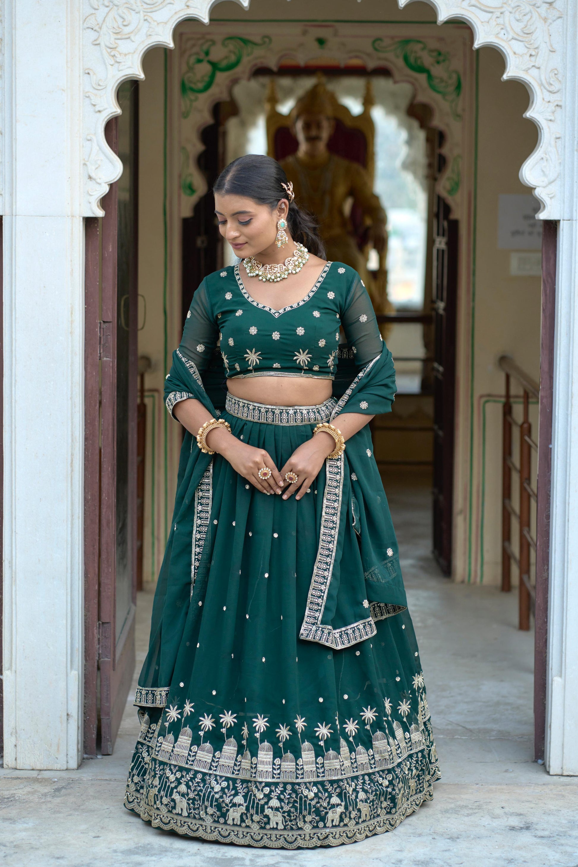 Stylish Georgette Rich Sequins Embroidered Lehenga Choli Set - INDIAN ELEGANCE