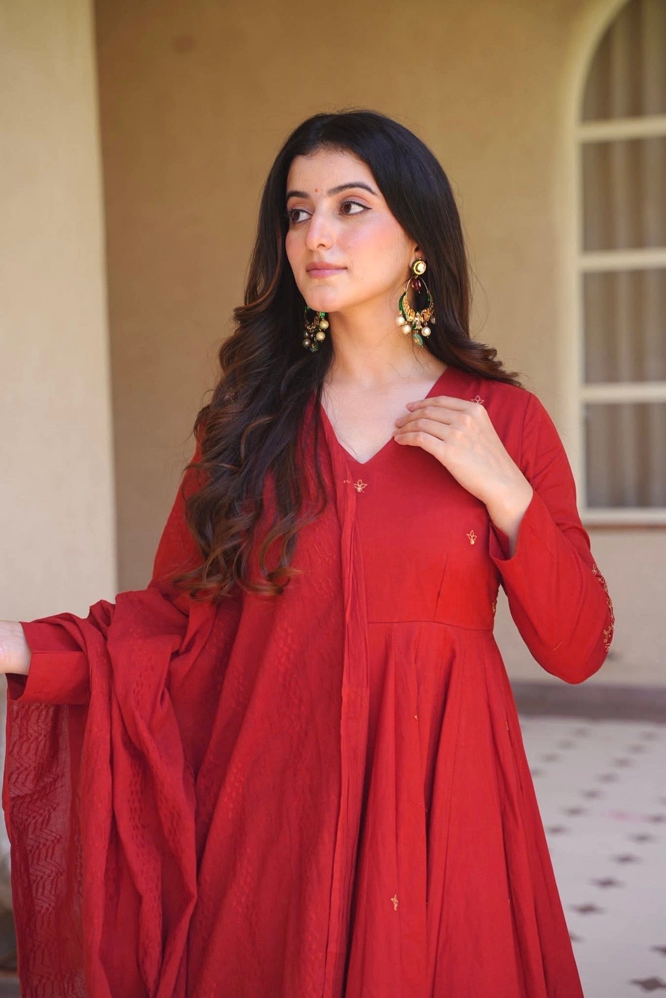 Premium Wine Anarkali Palazzo sharara Set in Roman Silk | Wedding & Festive Wear