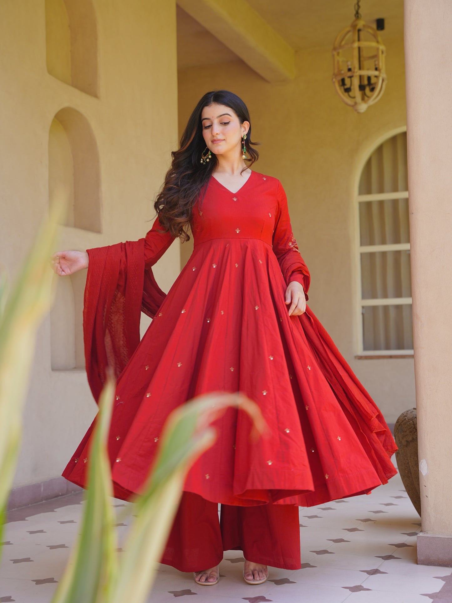 Premium Wine Anarkali Palazzo sharara Set in Roman Silk | Wedding & Festive Wear