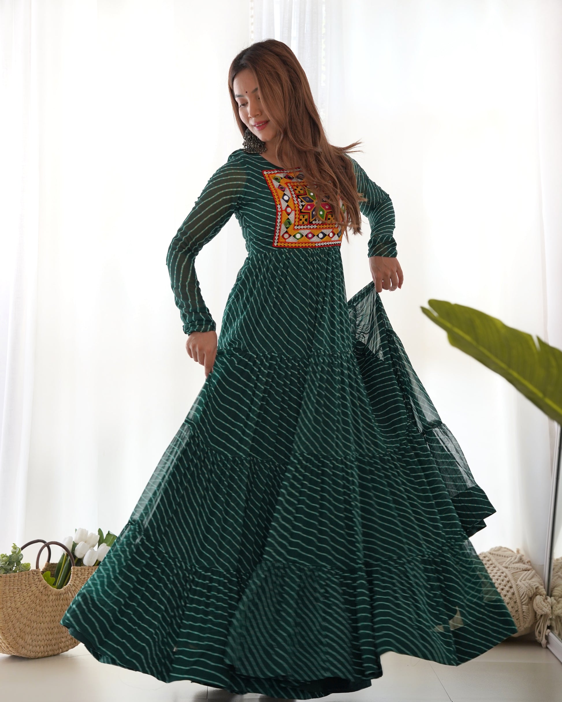 Arresting Navratri Wear Fully Stitched Designer Gown - INDIAN ELEGANCE