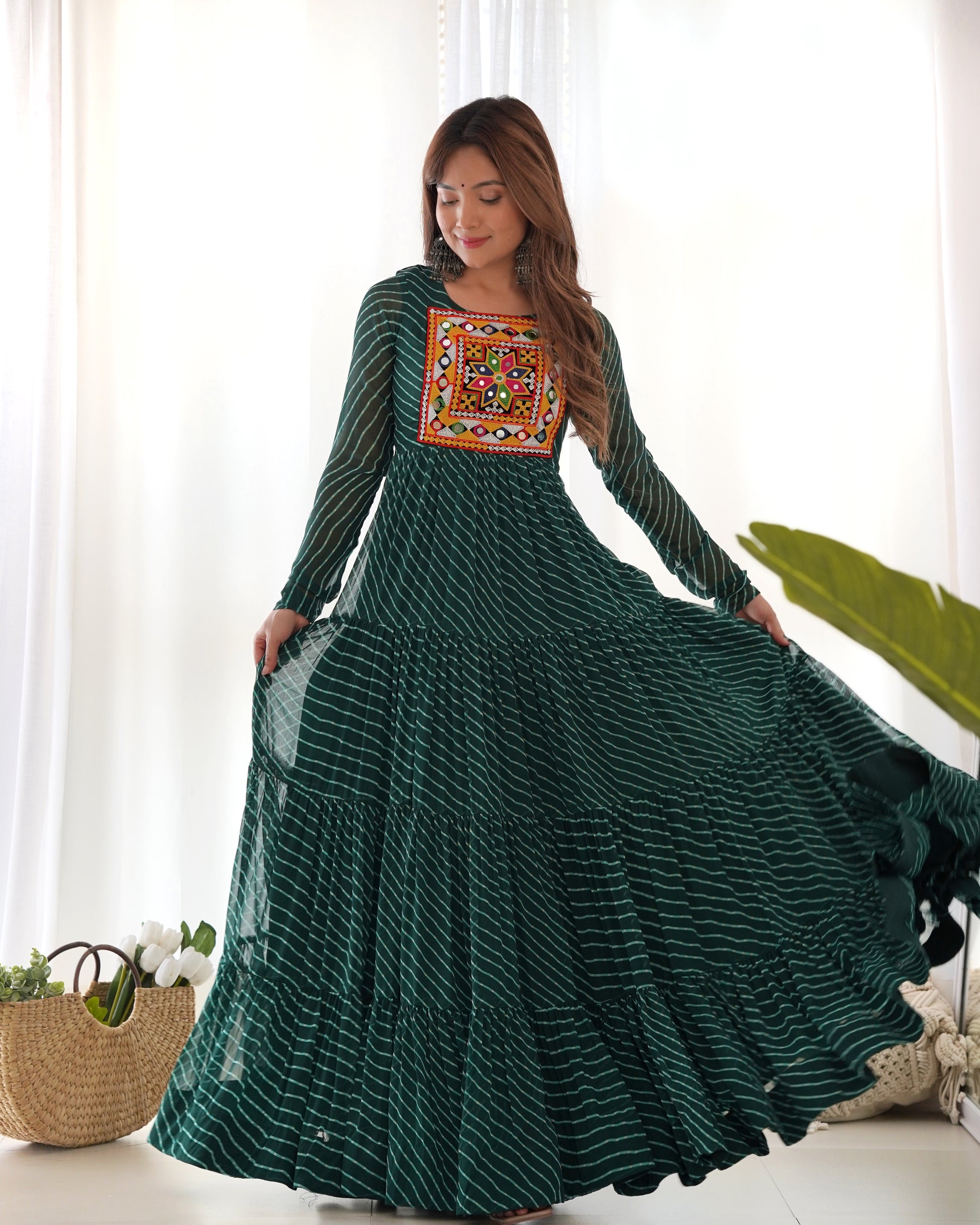 Arresting Navratri Wear Fully Stitched Designer Gown - INDIAN ELEGANCE