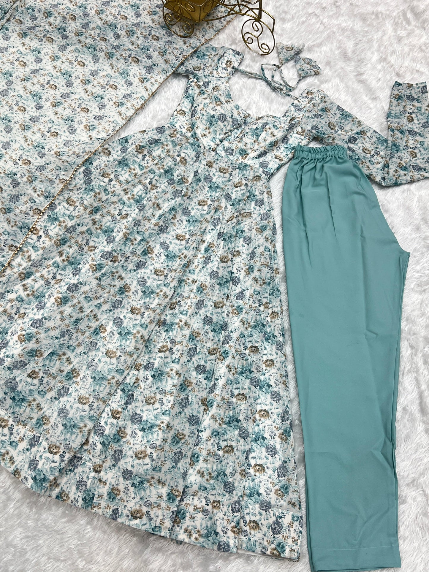 Exquisite Chiffon Floral Digital Printed Fully Stitched Anarkali Pant Suit - INDIAN ELEGANCE