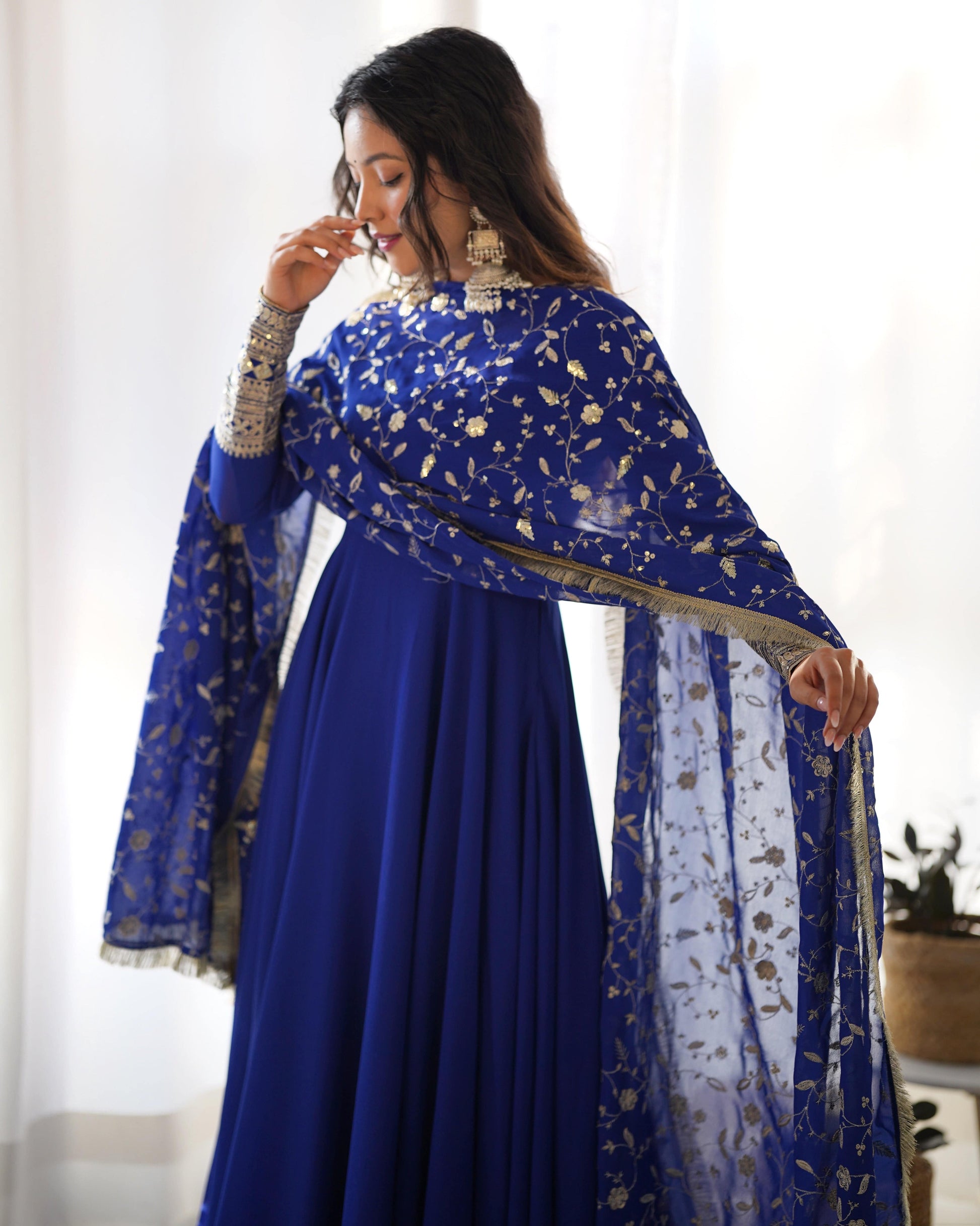 Radiant Faux Georgette Fully Flared Designer Anarkali Pant Suit - INDIAN ELEGANCE