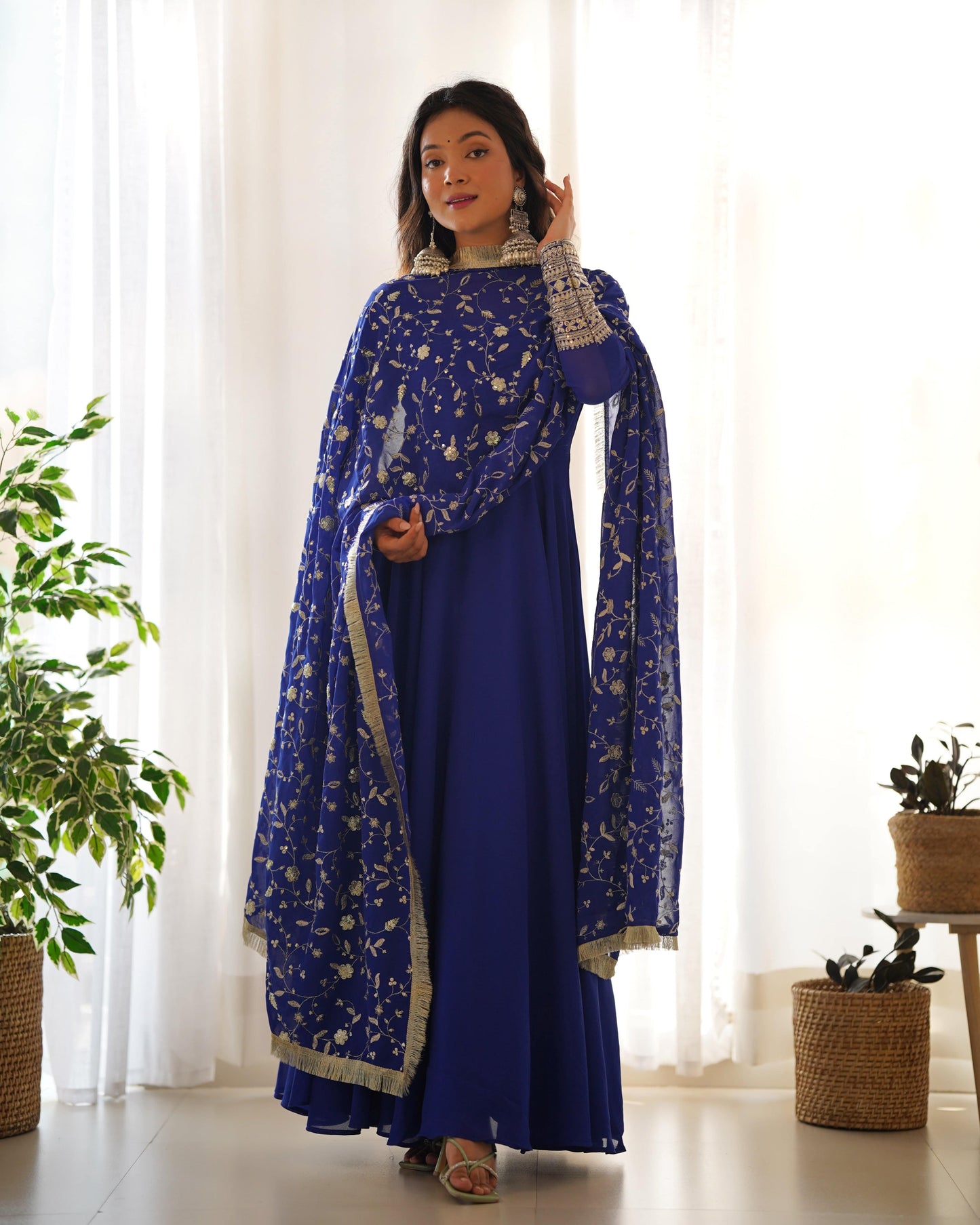 Radiant Faux Georgette Fully Flared Designer Anarkali Pant Suit - INDIAN ELEGANCE