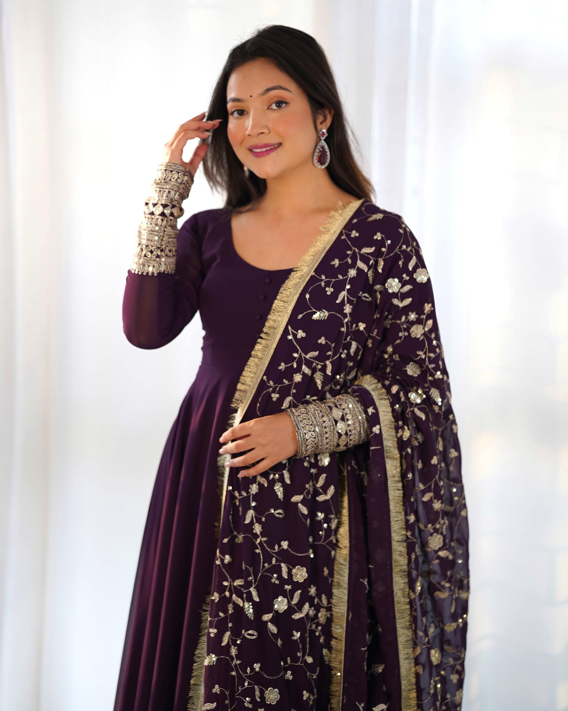 Radiant Faux Georgette Fully Flared Designer Anarkali Pant Suit - INDIAN ELEGANCE