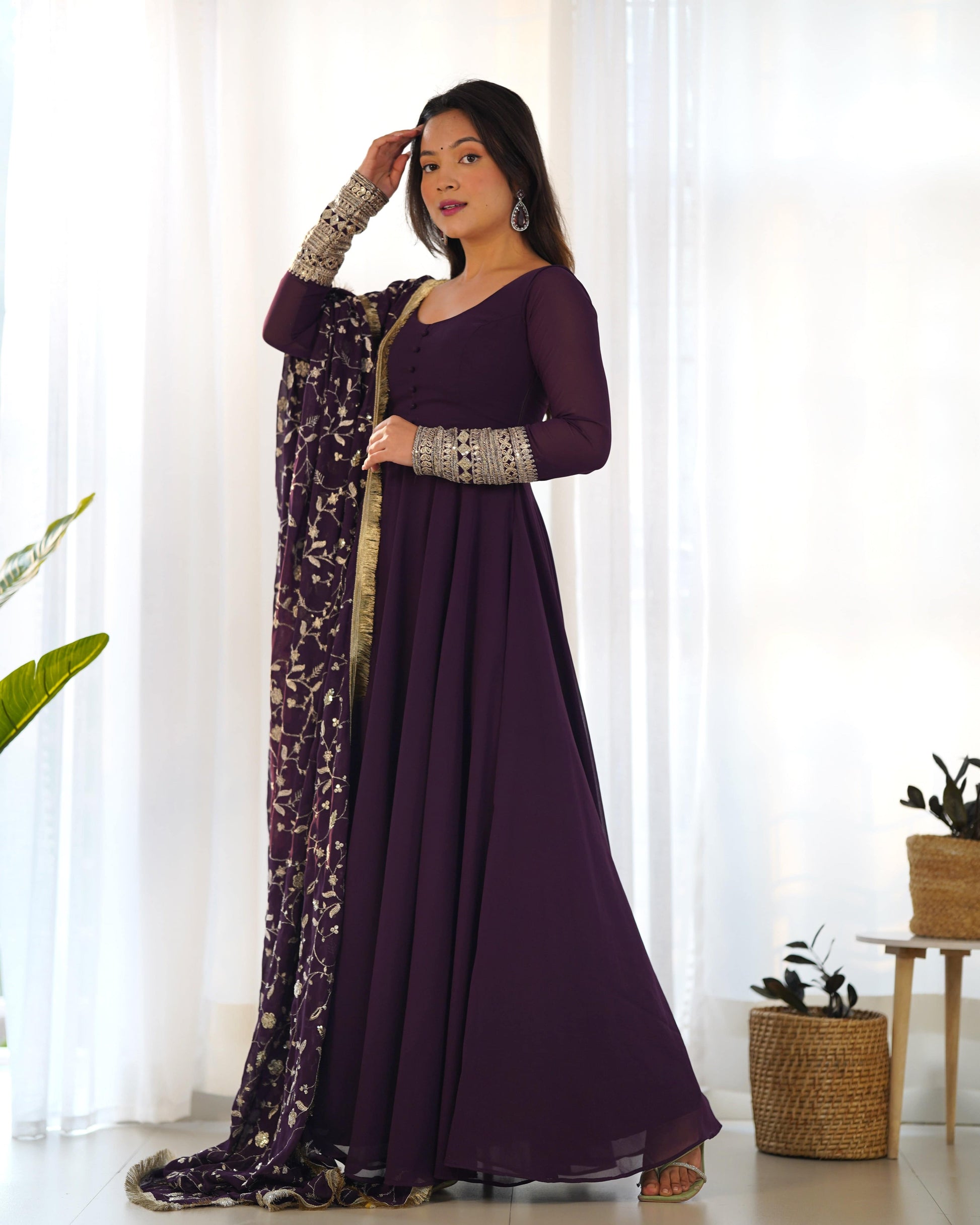 Radiant Faux Georgette Fully Flared Designer Anarkali Pant Suit - INDIAN ELEGANCE