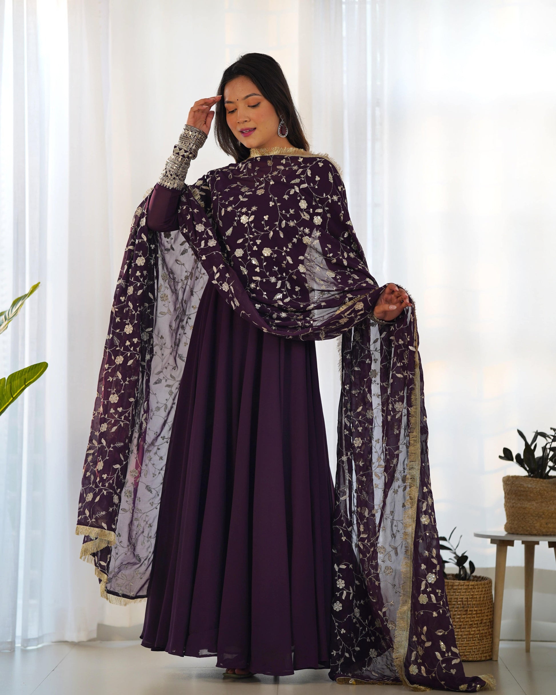 Radiant Faux Georgette Fully Flared Designer Anarkali Pant Suit - INDIAN ELEGANCE