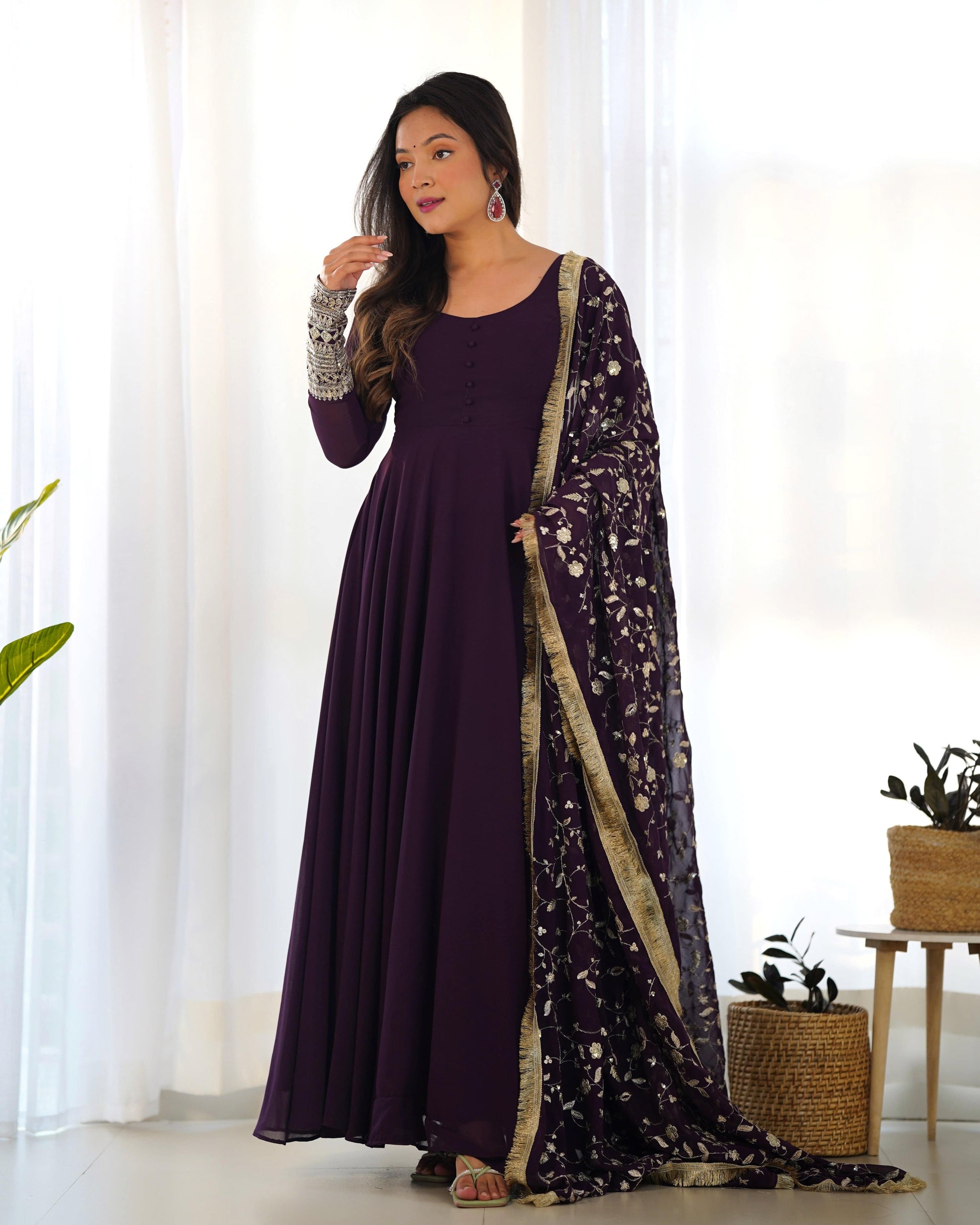 Radiant Faux Georgette Fully Flared Designer Anarkali Pant Suit - INDIAN ELEGANCE