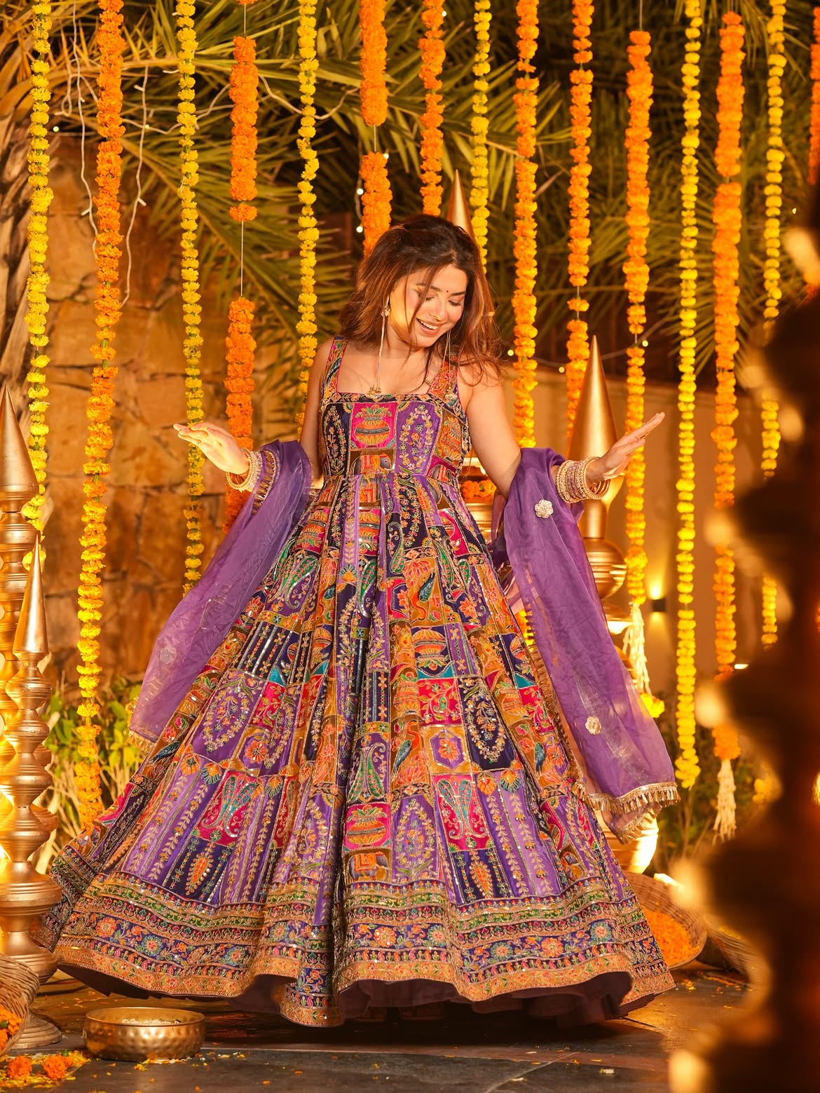 Premium Embroidered Crepe Anarkali Gown | Wedding & Party Wear