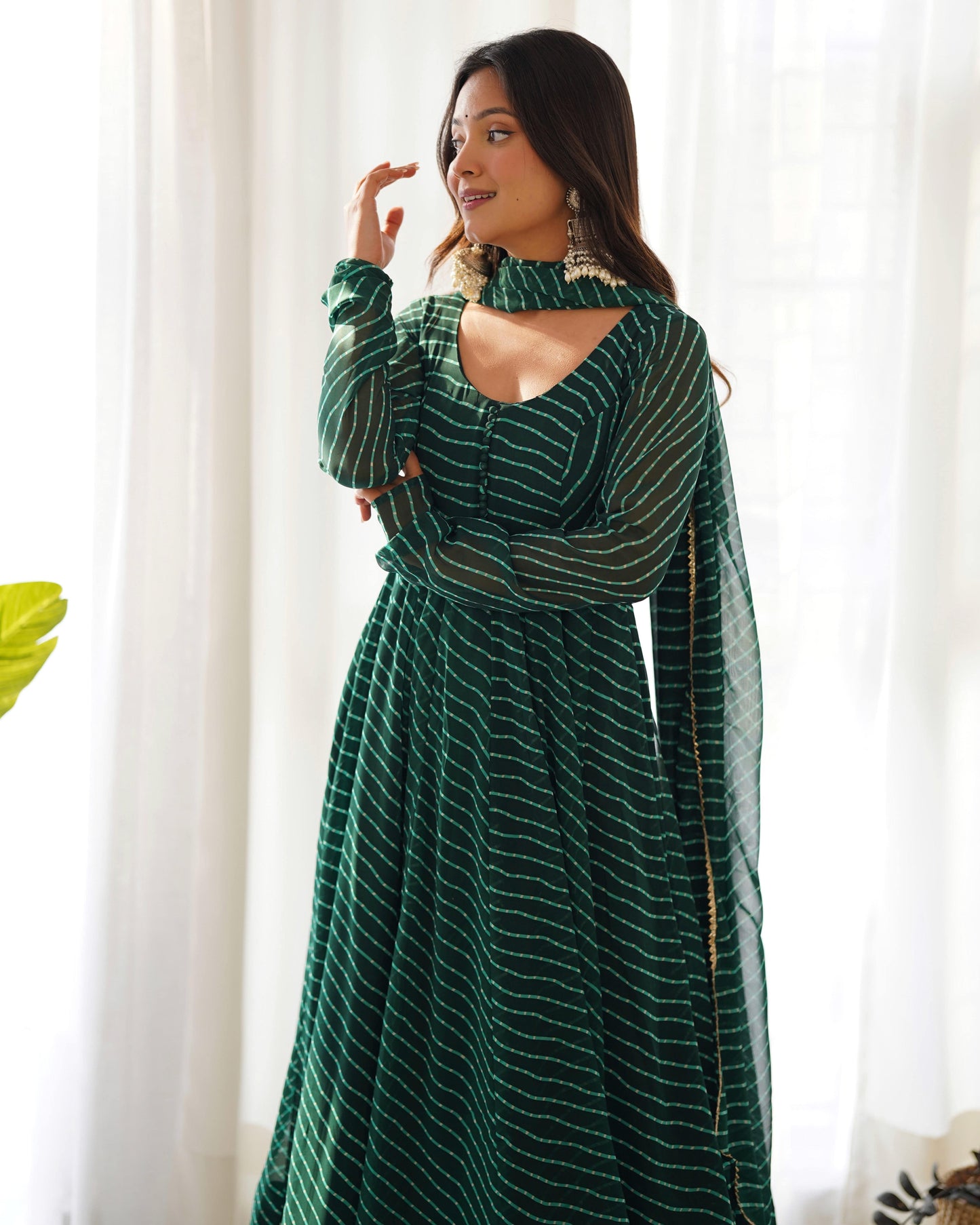 Splendid Faux Georgette Printed Fully Stitched Anarkali Pant Suit - INDIAN ELEGANCE