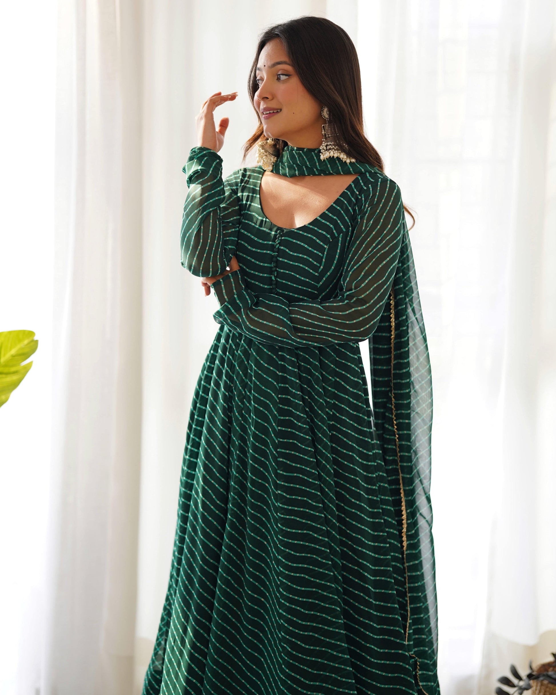 Splendid Faux Georgette Printed Fully Stitched Anarkali Pant Suit - INDIAN ELEGANCE