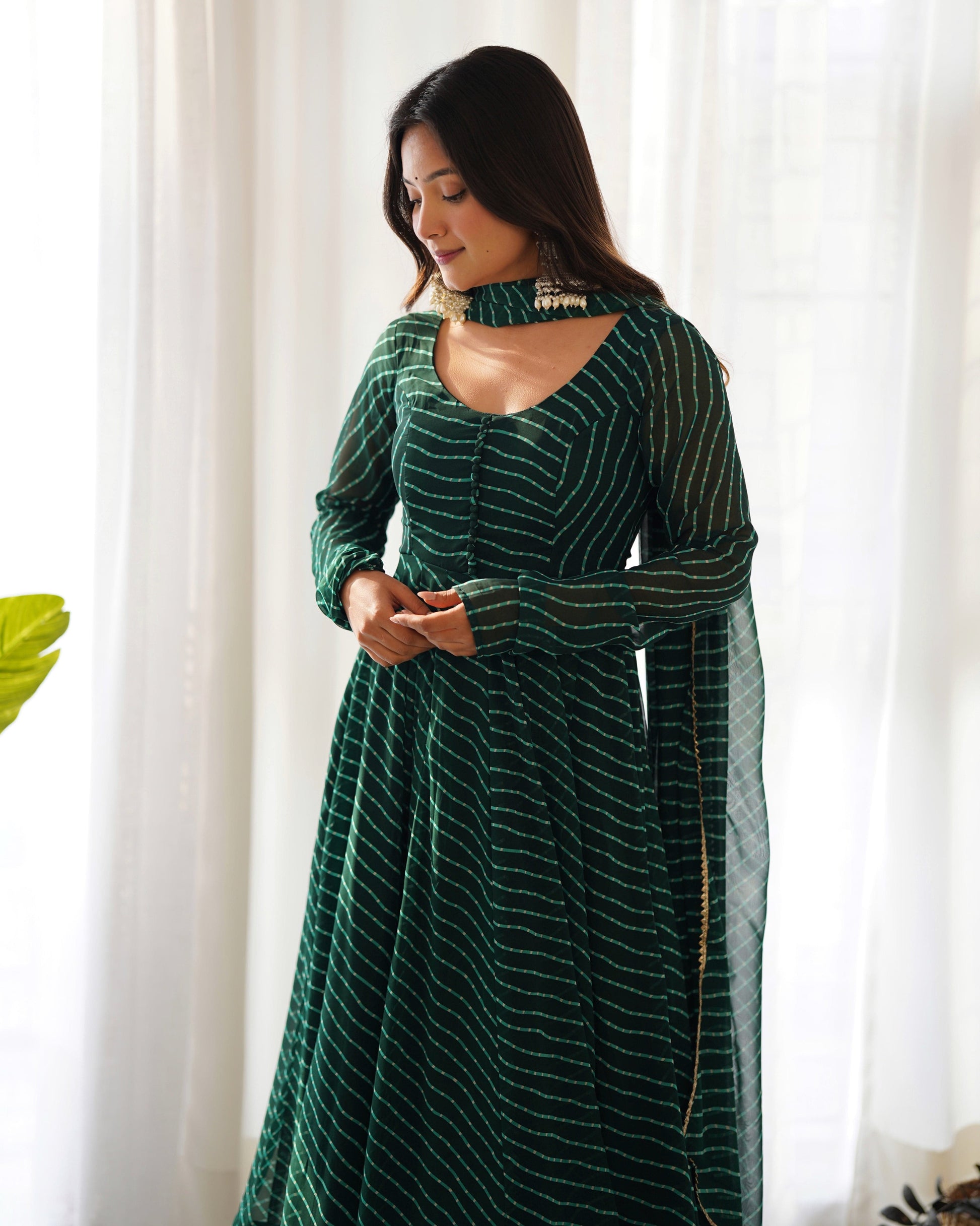 Splendid Faux Georgette Printed Fully Stitched Anarkali Pant Suit - INDIAN ELEGANCE