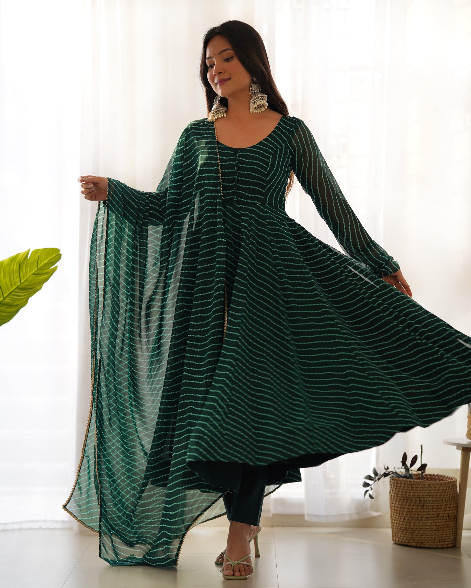 Splendid Faux Georgette Printed Fully Stitched Anarkali Pant Suit - INDIAN ELEGANCE