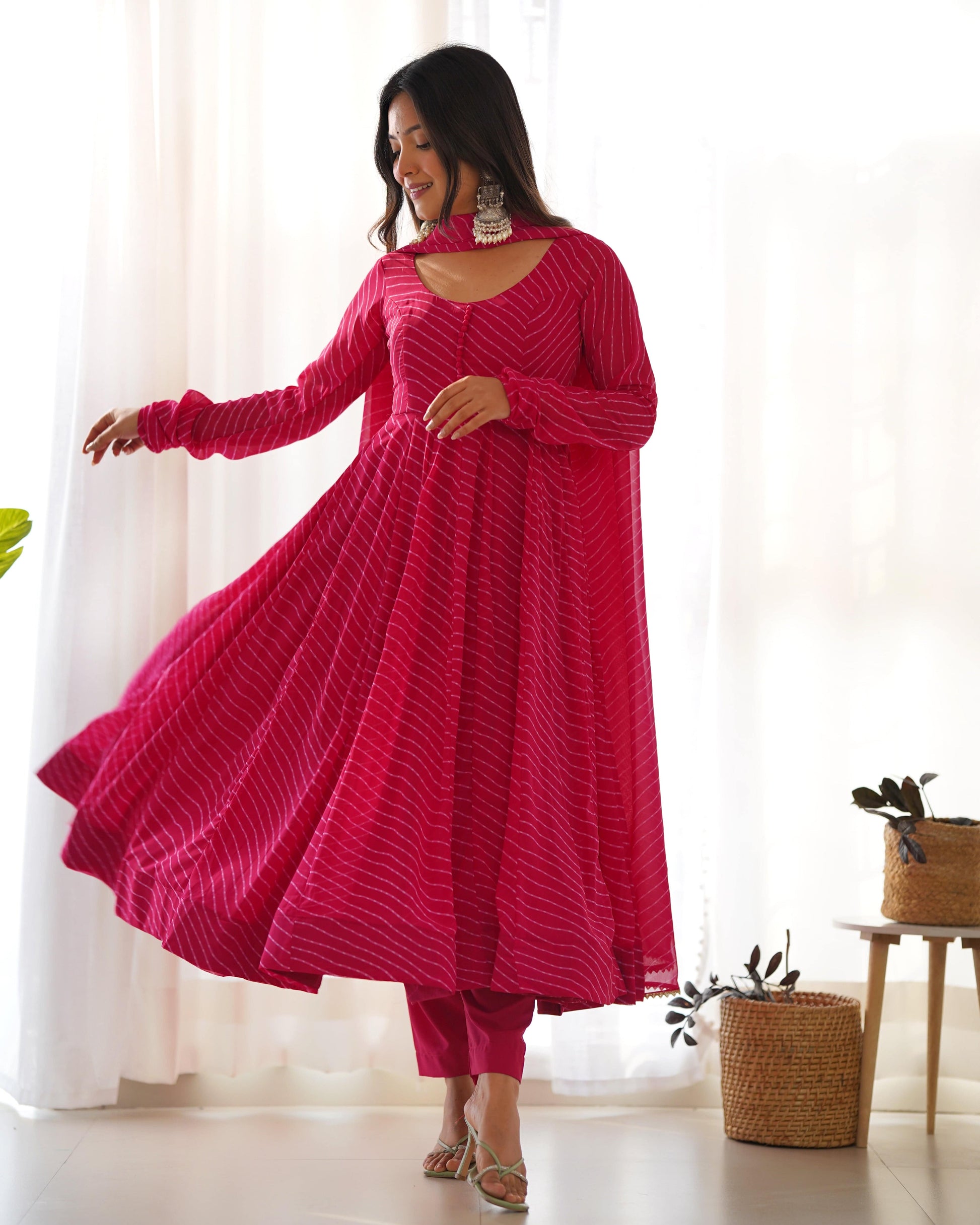 Splendid Faux Georgette Printed Fully Stitched Anarkali Pant Suit - INDIAN ELEGANCE
