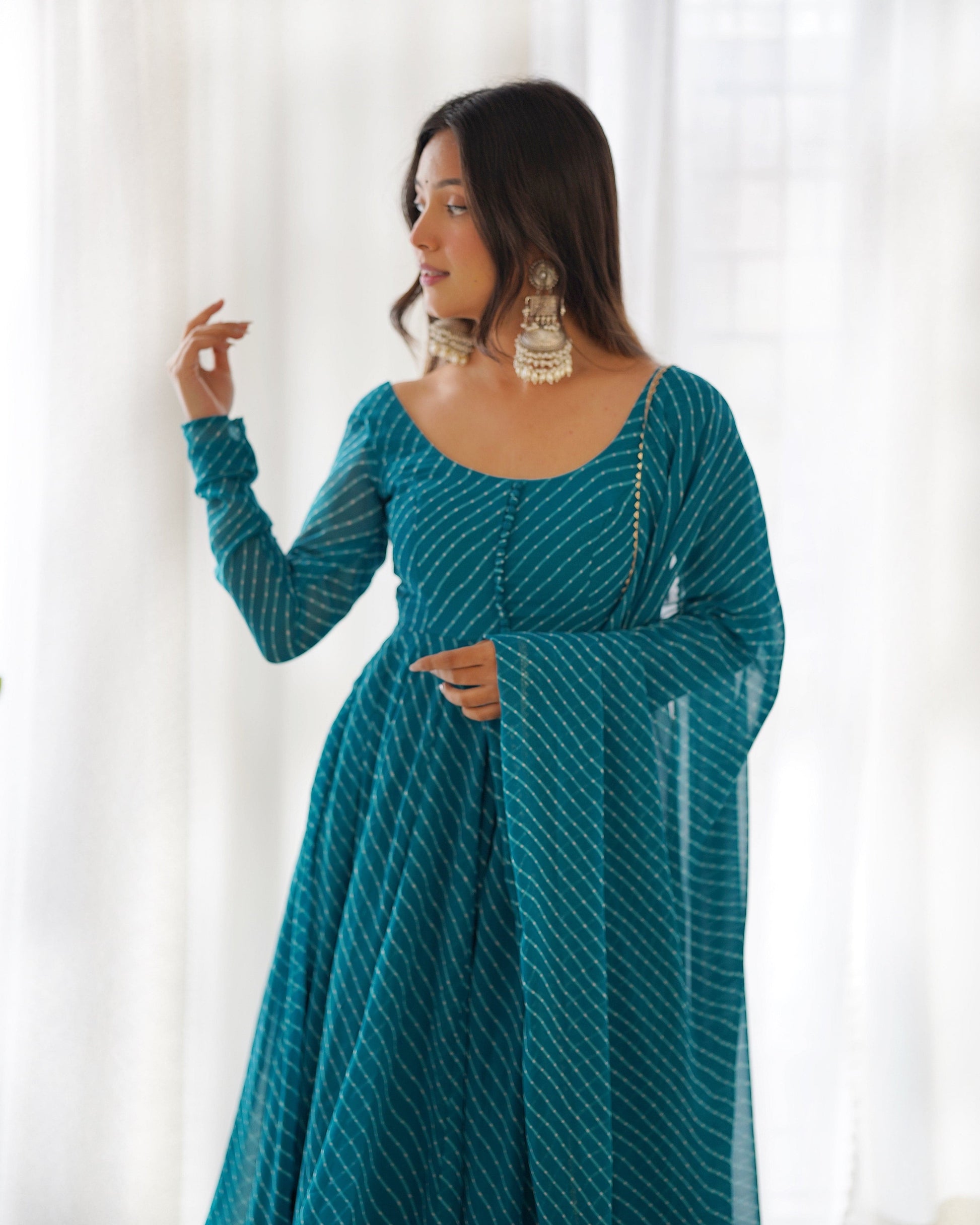 Splendid Faux Georgette Printed Fully Stitched Anarkali Pant Suit - INDIAN ELEGANCE