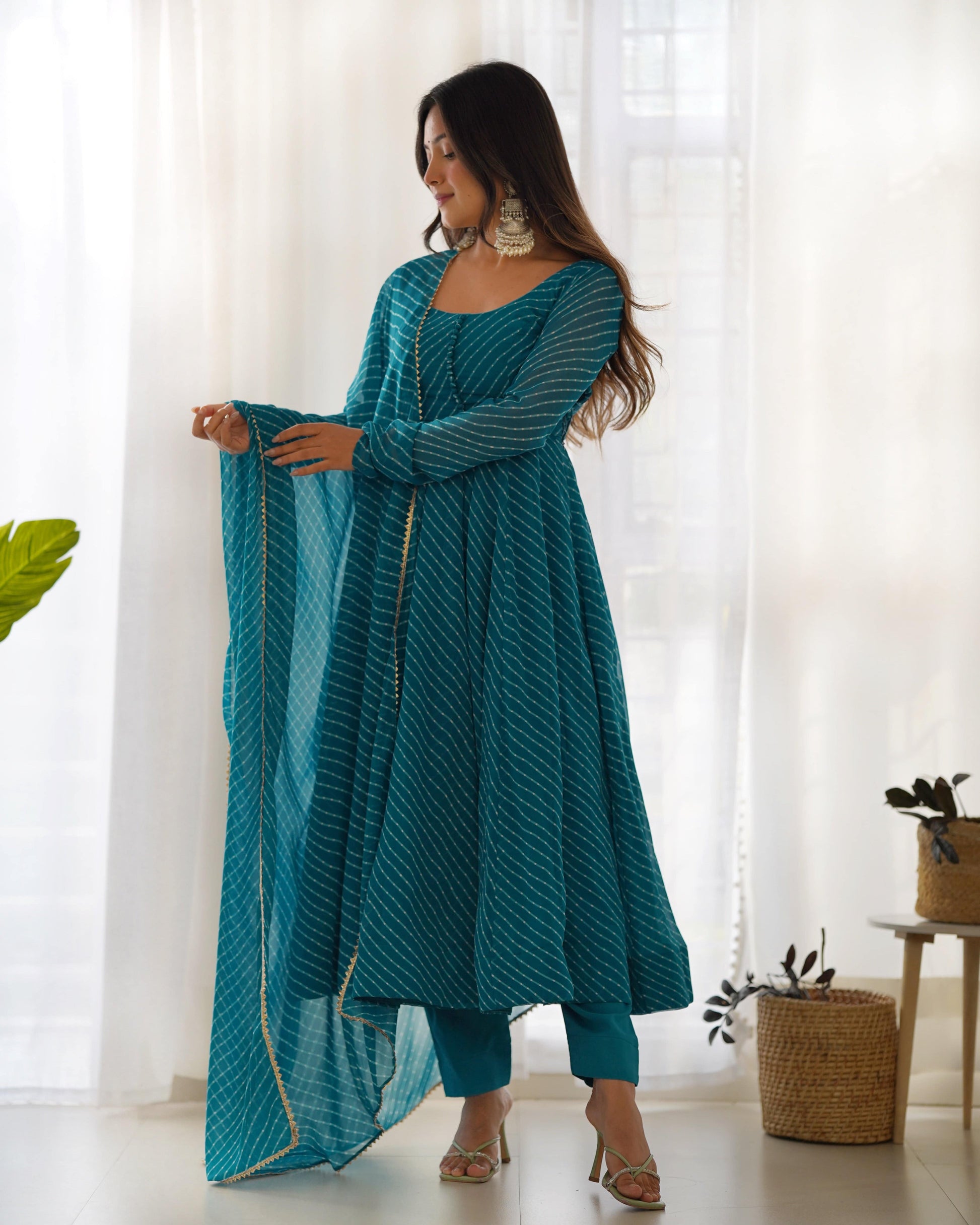 Splendid Faux Georgette Printed Fully Stitched Anarkali Pant Suit - INDIAN ELEGANCE