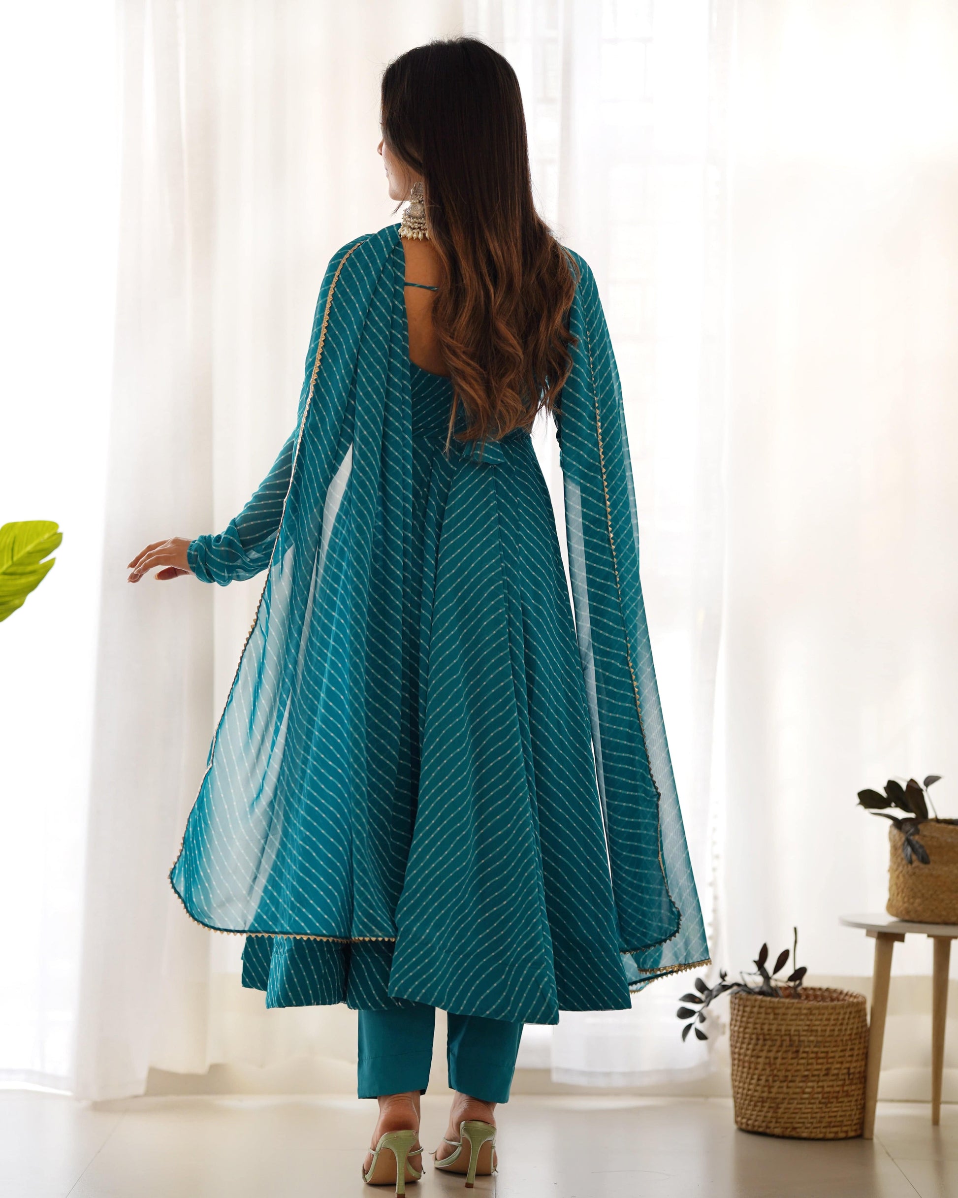 Splendid Faux Georgette Printed Fully Stitched Anarkali Pant Suit - INDIAN ELEGANCE