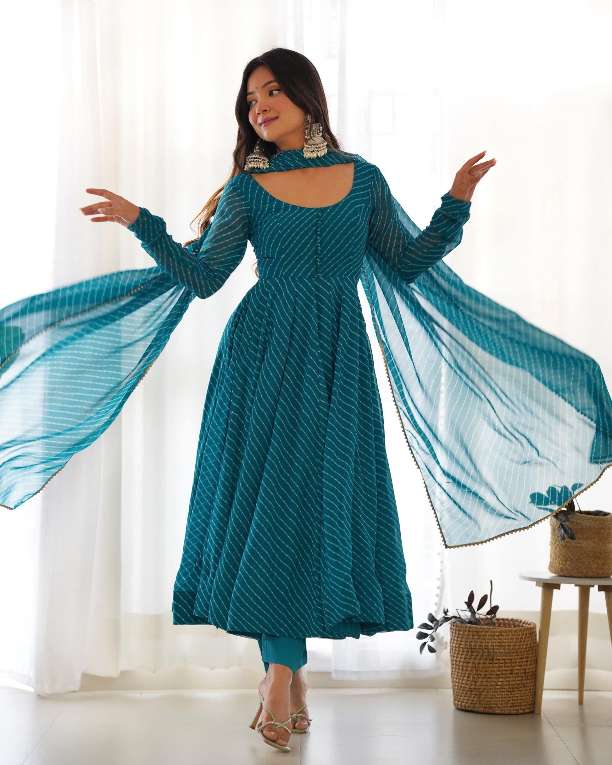 Splendid Faux Georgette Printed Fully Stitched Anarkali Pant Suit - INDIAN ELEGANCE