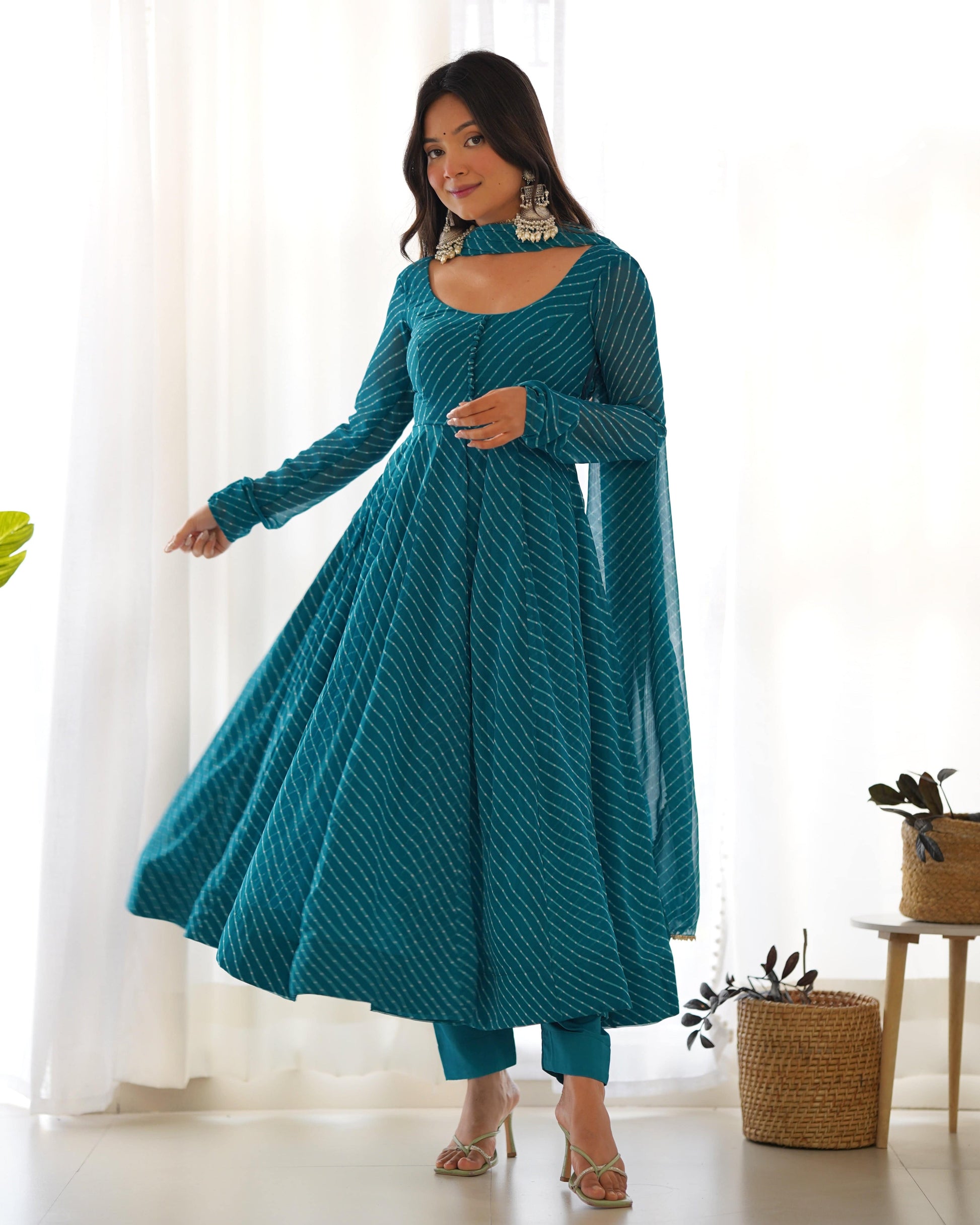 Splendid Faux Georgette Printed Fully Stitched Anarkali Pant Suit - INDIAN ELEGANCE