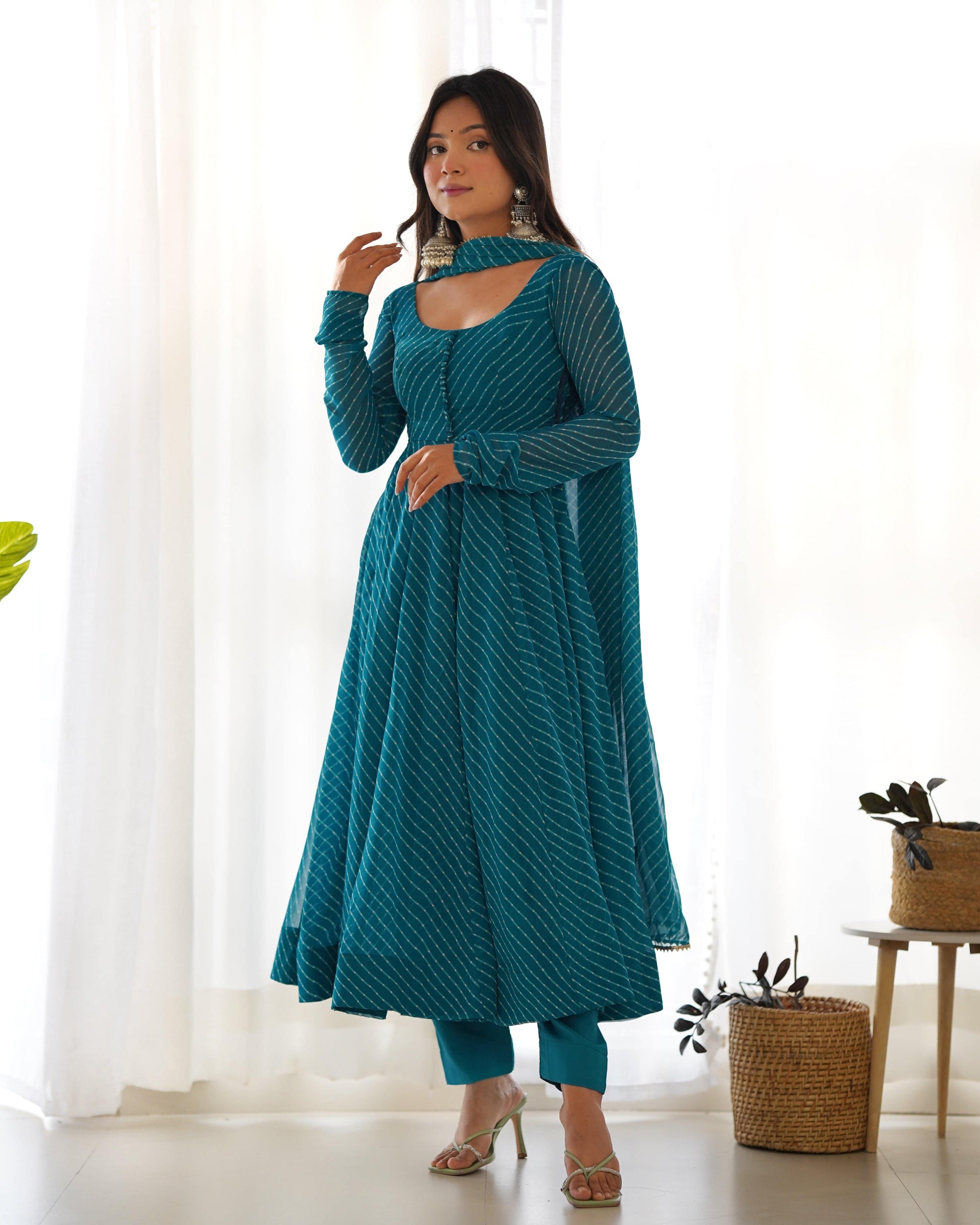 Splendid Faux Georgette Printed Fully Stitched Anarkali Pant Suit - INDIAN ELEGANCE
