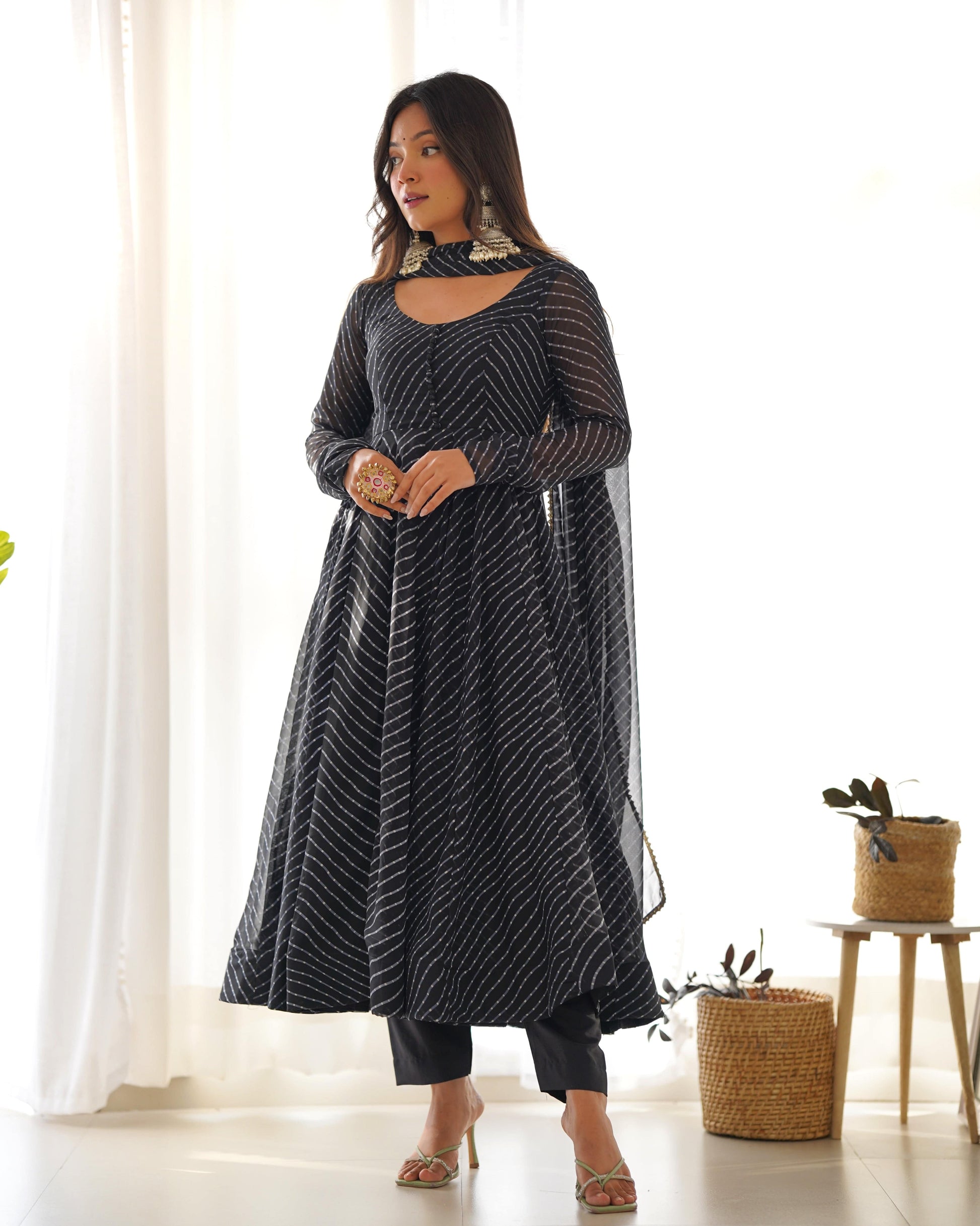 Splendid Faux Georgette Printed Fully Stitched Anarkali Pant Suit - INDIAN ELEGANCE