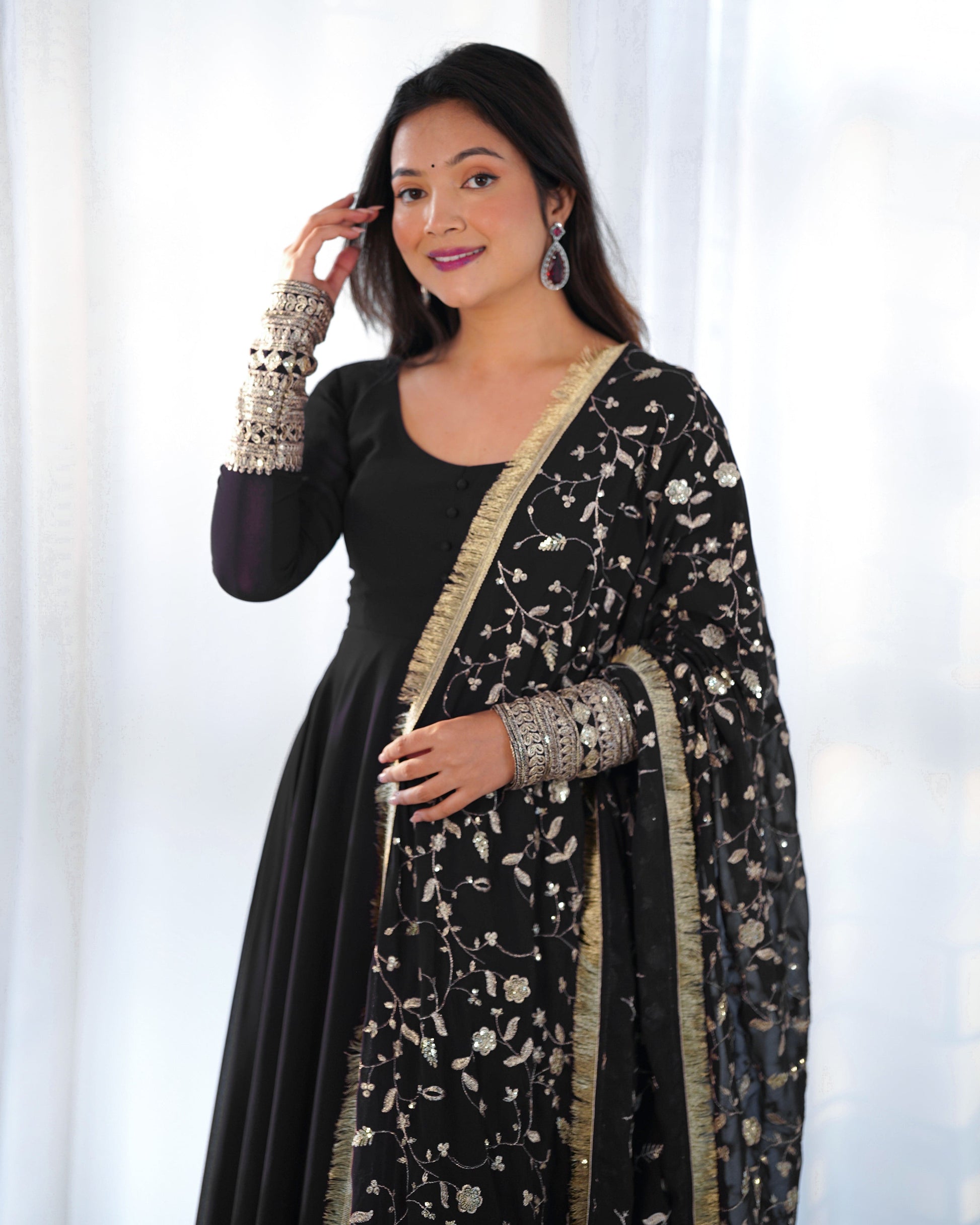Radiant Faux Georgette Fully Flared Designer Anarkali Pant Suit - INDIAN ELEGANCE