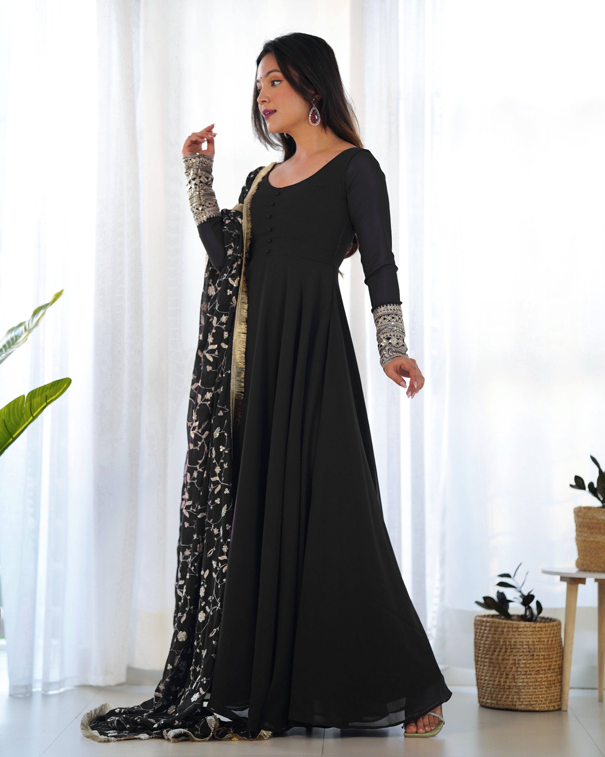 Radiant Faux Georgette Fully Flared Designer Anarkali Pant Suit - INDIAN ELEGANCE