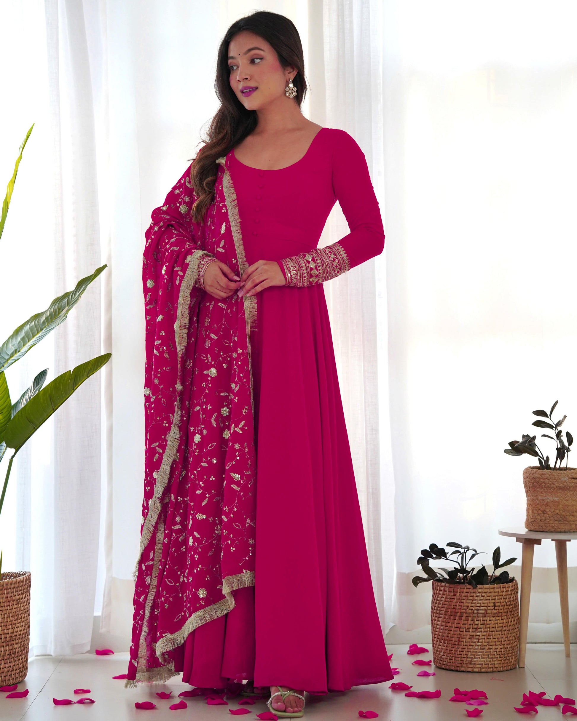 Radiant Faux Georgette Fully Flared Designer Anarkali Pant Suit - INDIAN ELEGANCE