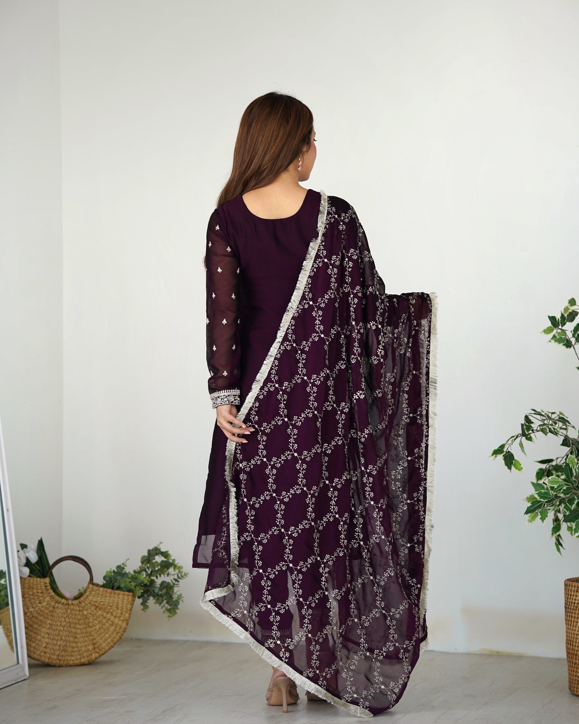 Appealing Rangoli Silk Sequins Embroidered Straight Top Pant Suit - INDIAN ELEGANCE