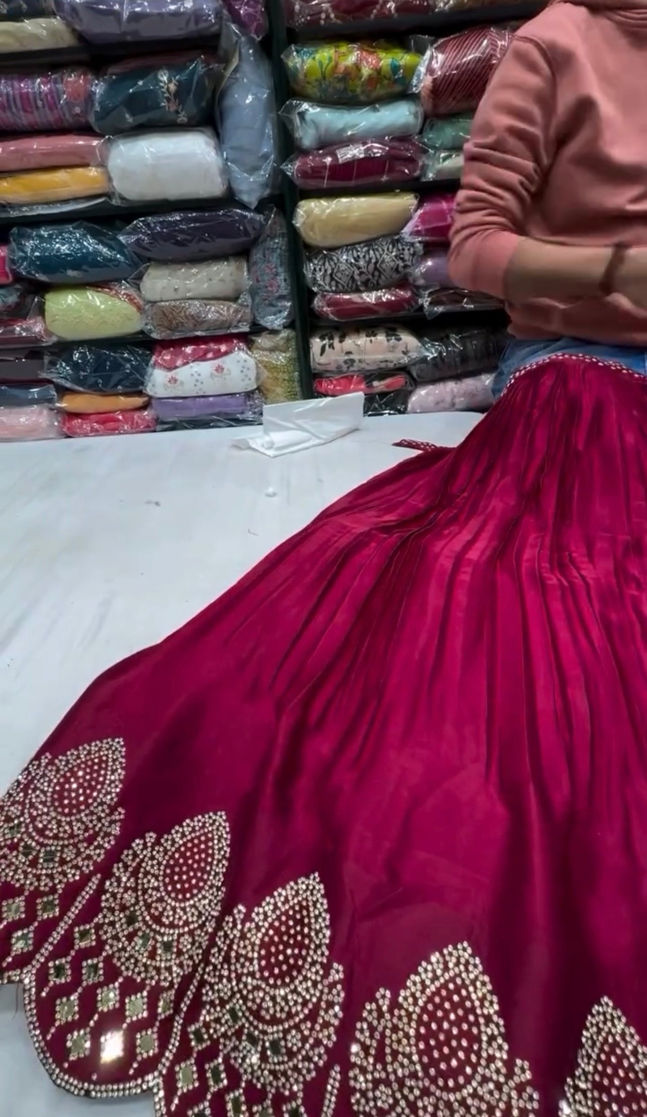 Wedding Wear Maroon Satin Silk Mirror Work Lehenga Choli Set | Festive Wear Lehenga Choli