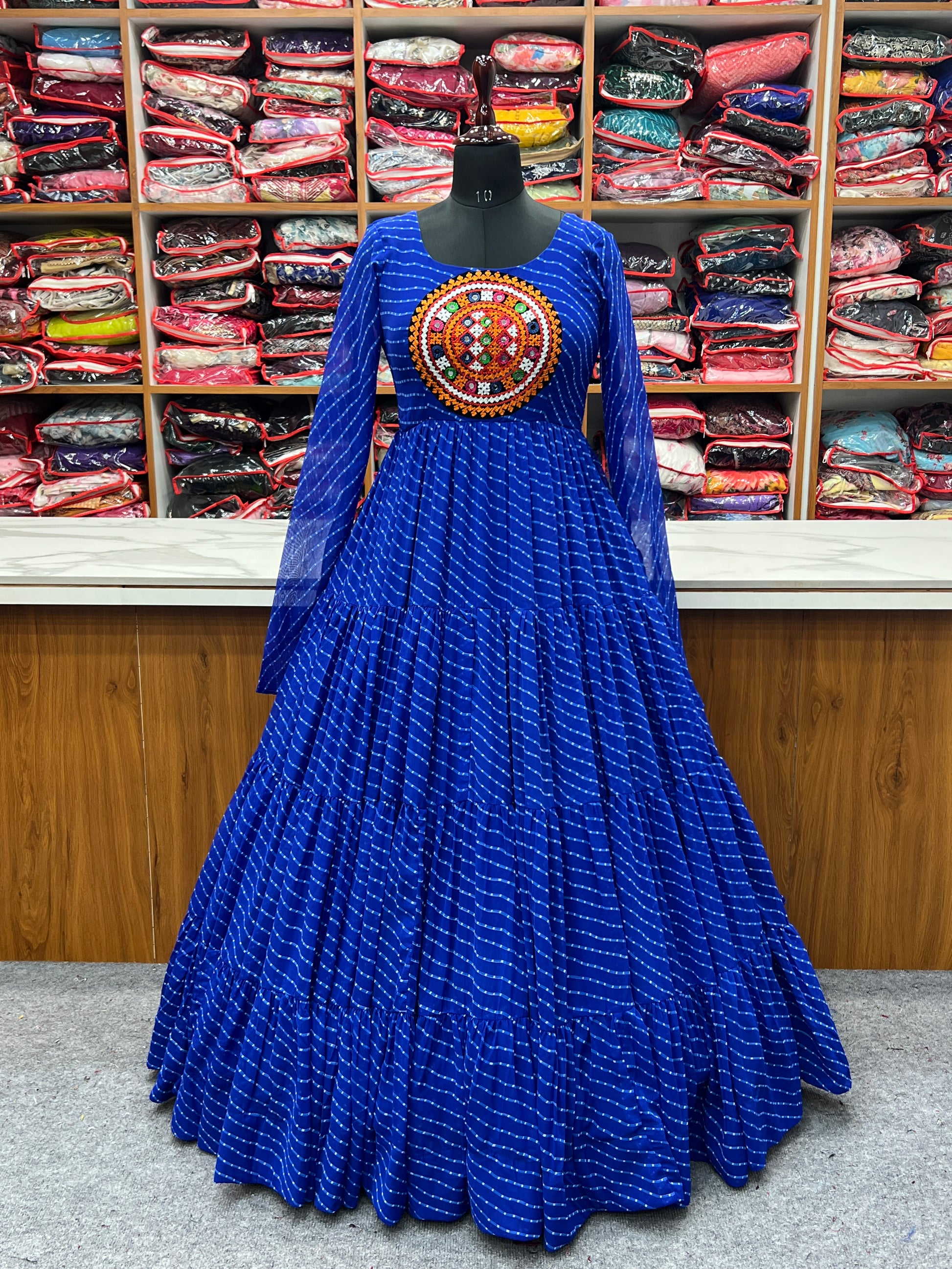 Arresting Navratri Wear Fully Stitched Designer Gown - INDIAN ELEGANCE