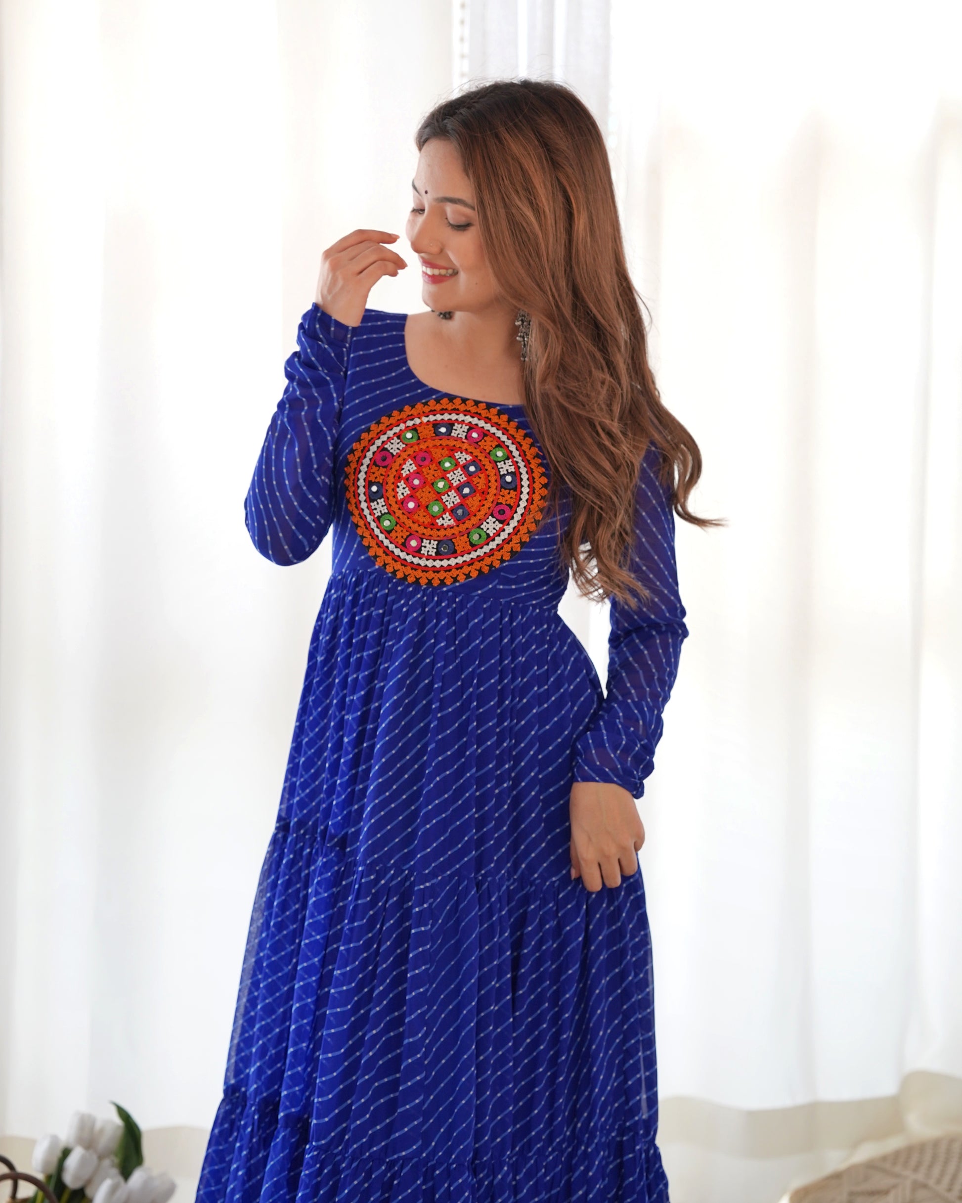 Arresting Navratri Wear Fully Stitched Designer Gown - INDIAN ELEGANCE