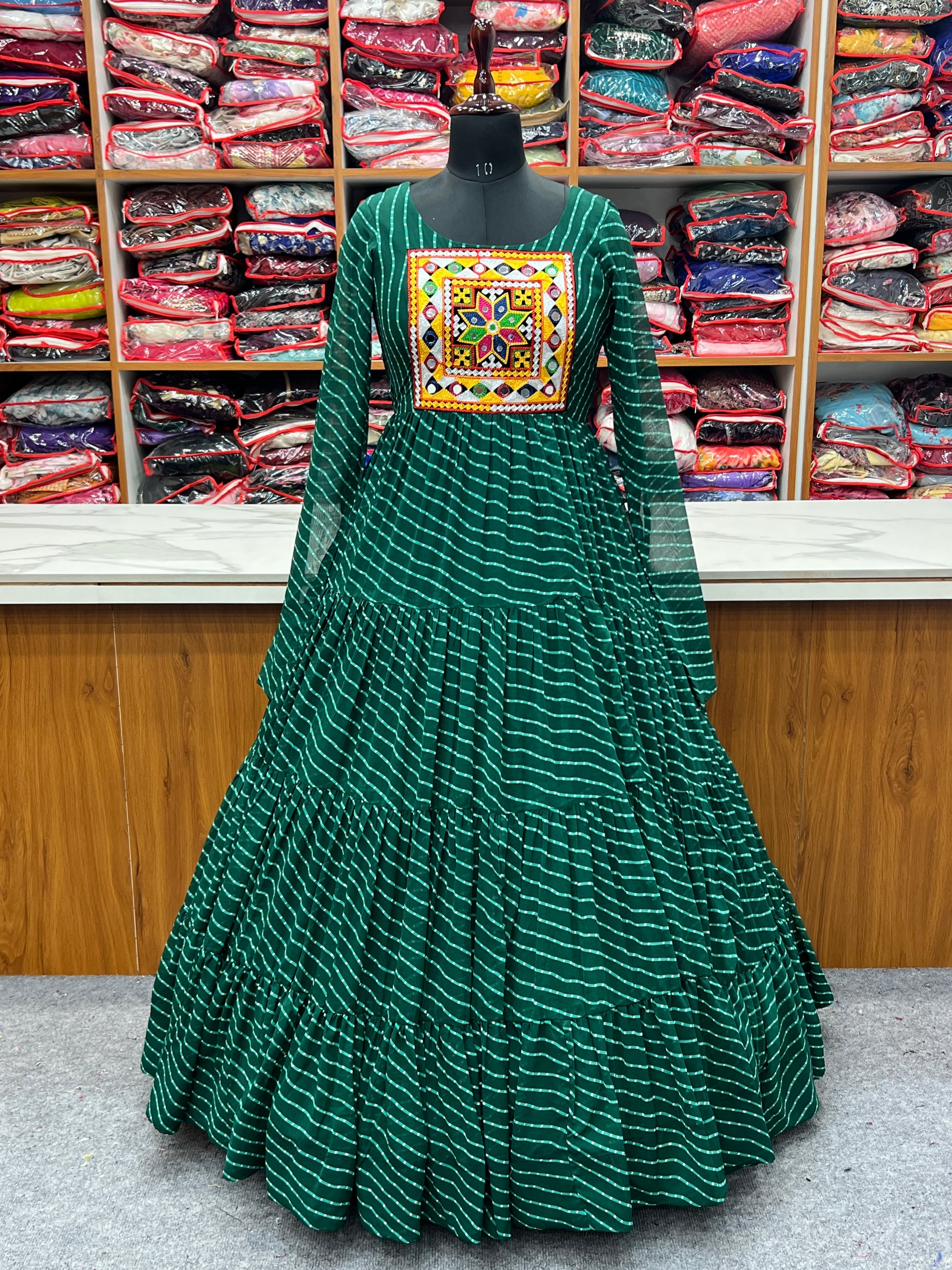 Arresting Navratri Wear Fully Stitched Designer Gown - INDIAN ELEGANCE