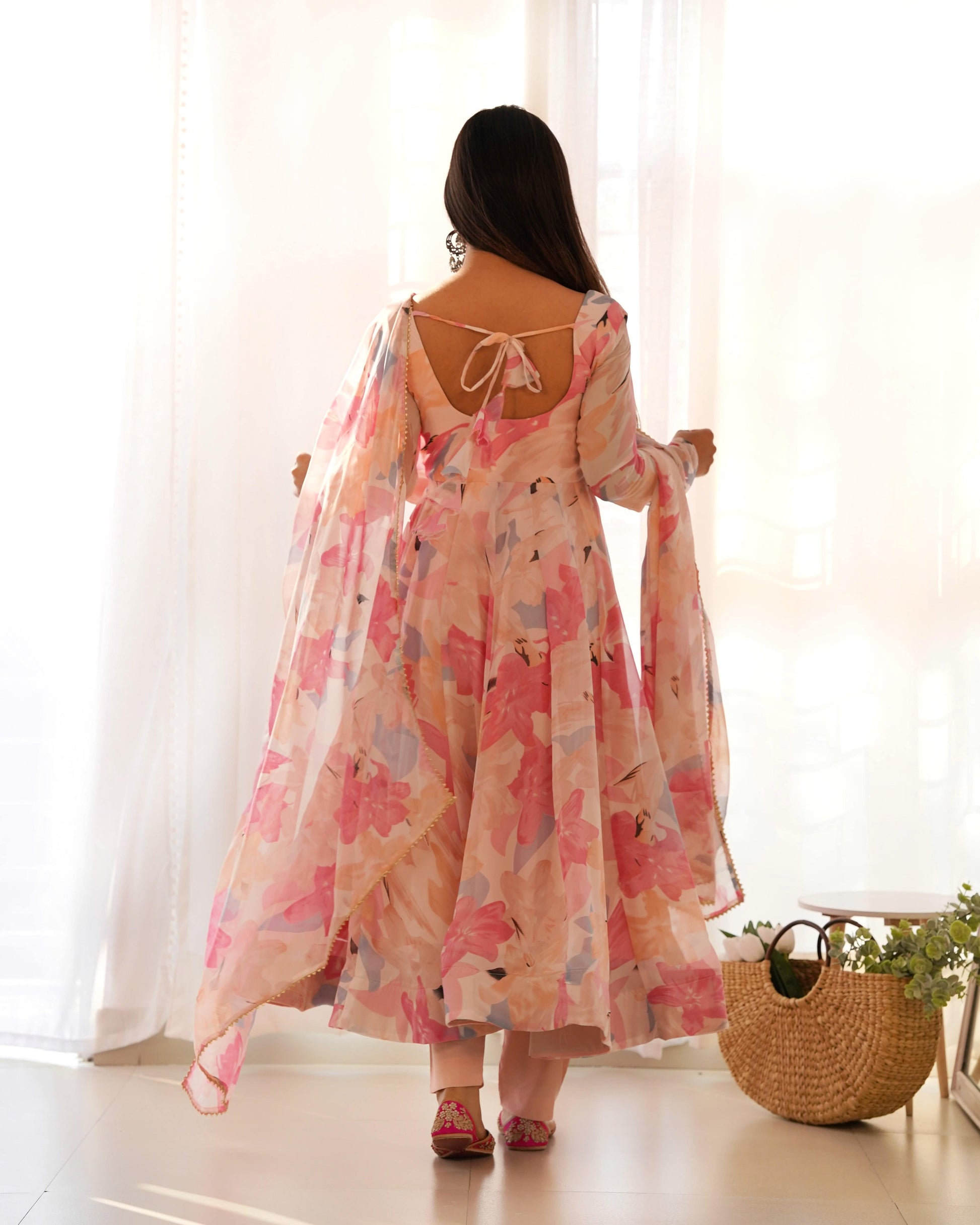 Bewitching Faux Georgette Printed Designer Anarkali Pant Suit - INDIAN ELEGANCE