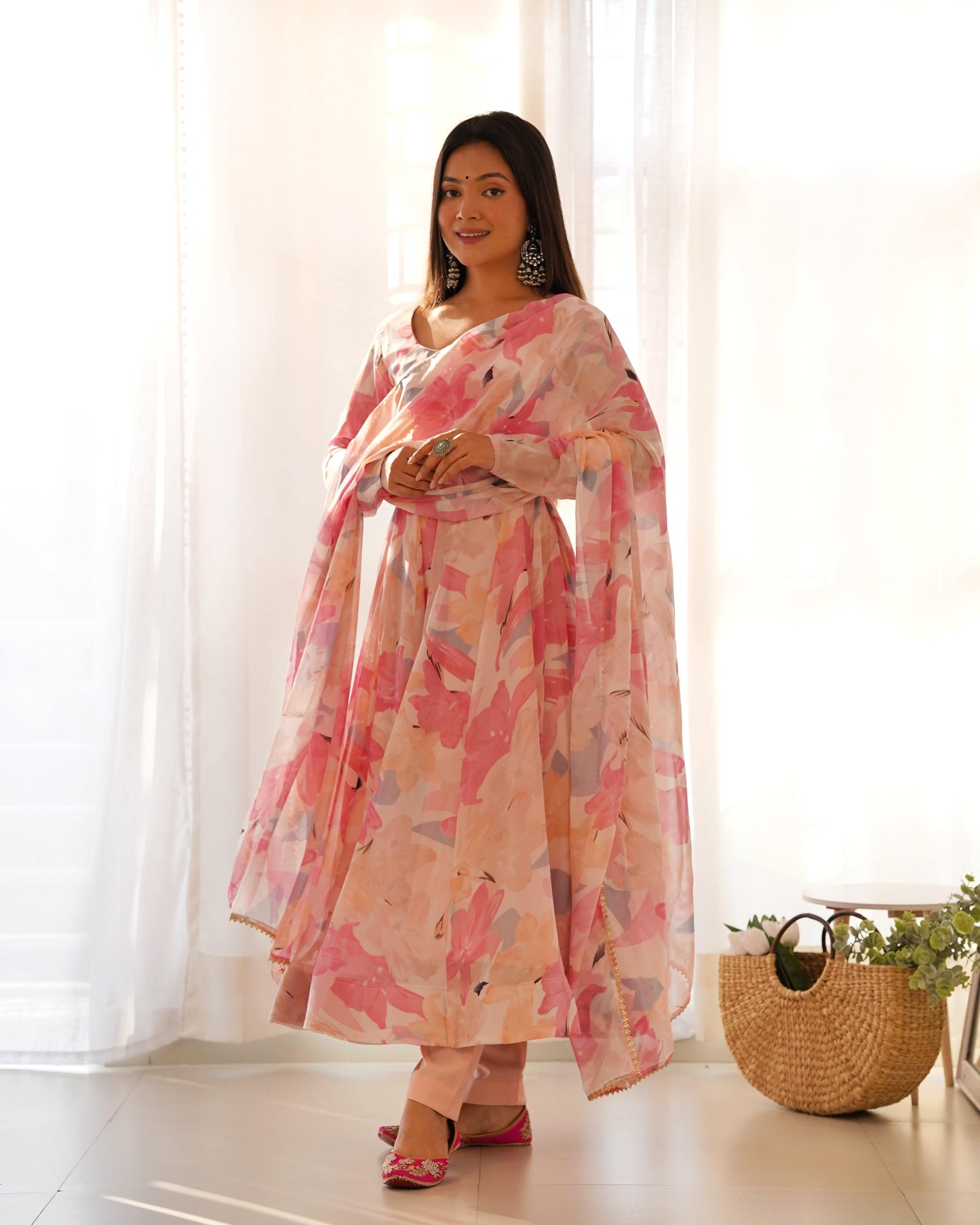 Bewitching Faux Georgette Printed Designer Anarkali Pant Suit - INDIAN ELEGANCE