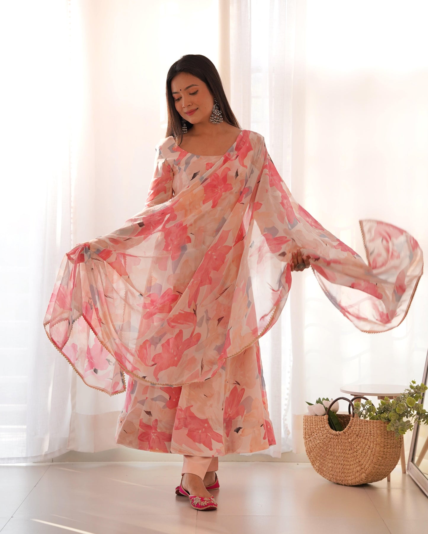 Bewitching Faux Georgette Printed Designer Anarkali Pant Suit - INDIAN ELEGANCE