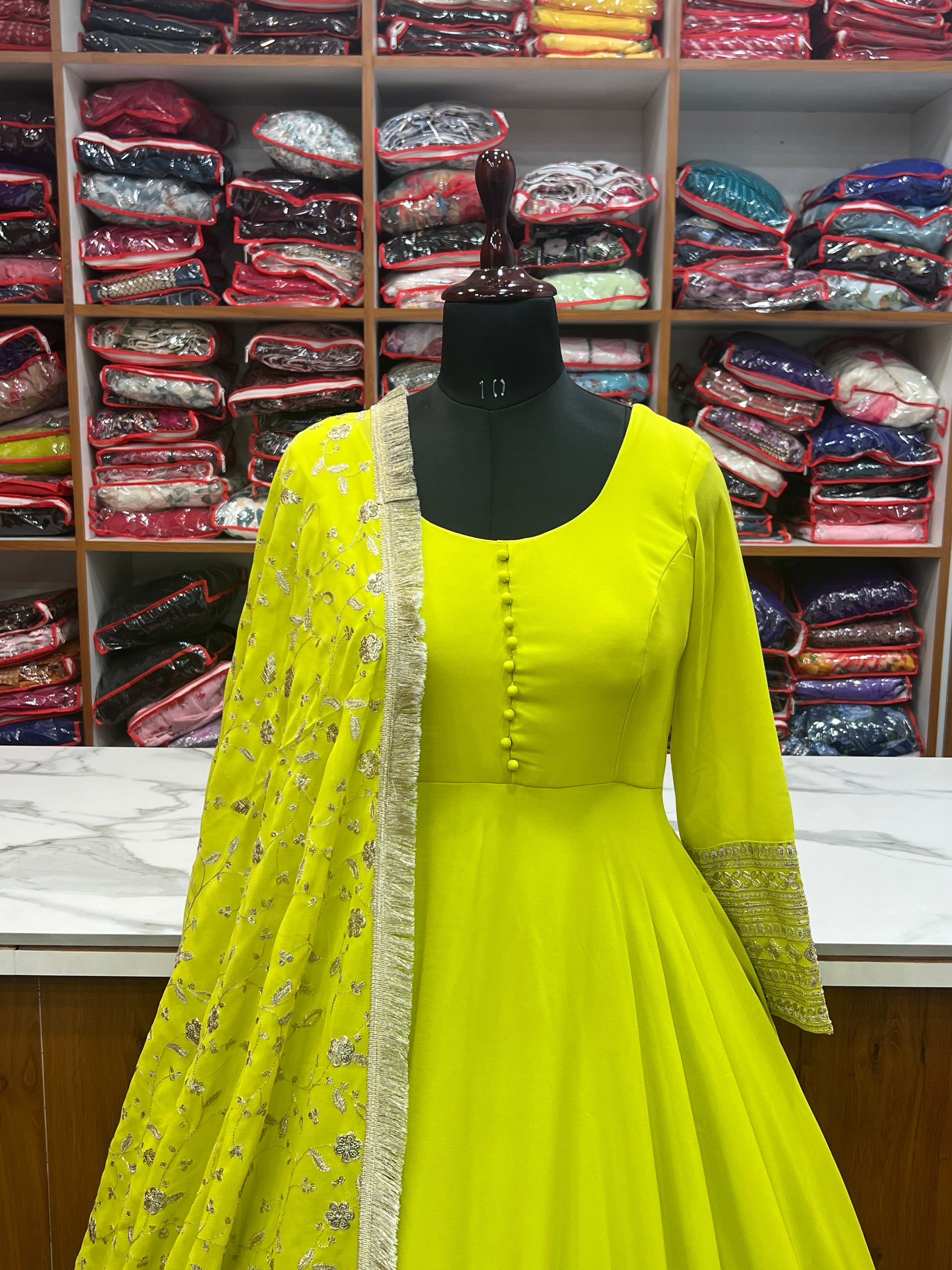 Radiant Faux Georgette Fully Flared Designer Anarkali Pant Suit - INDIAN ELEGANCE