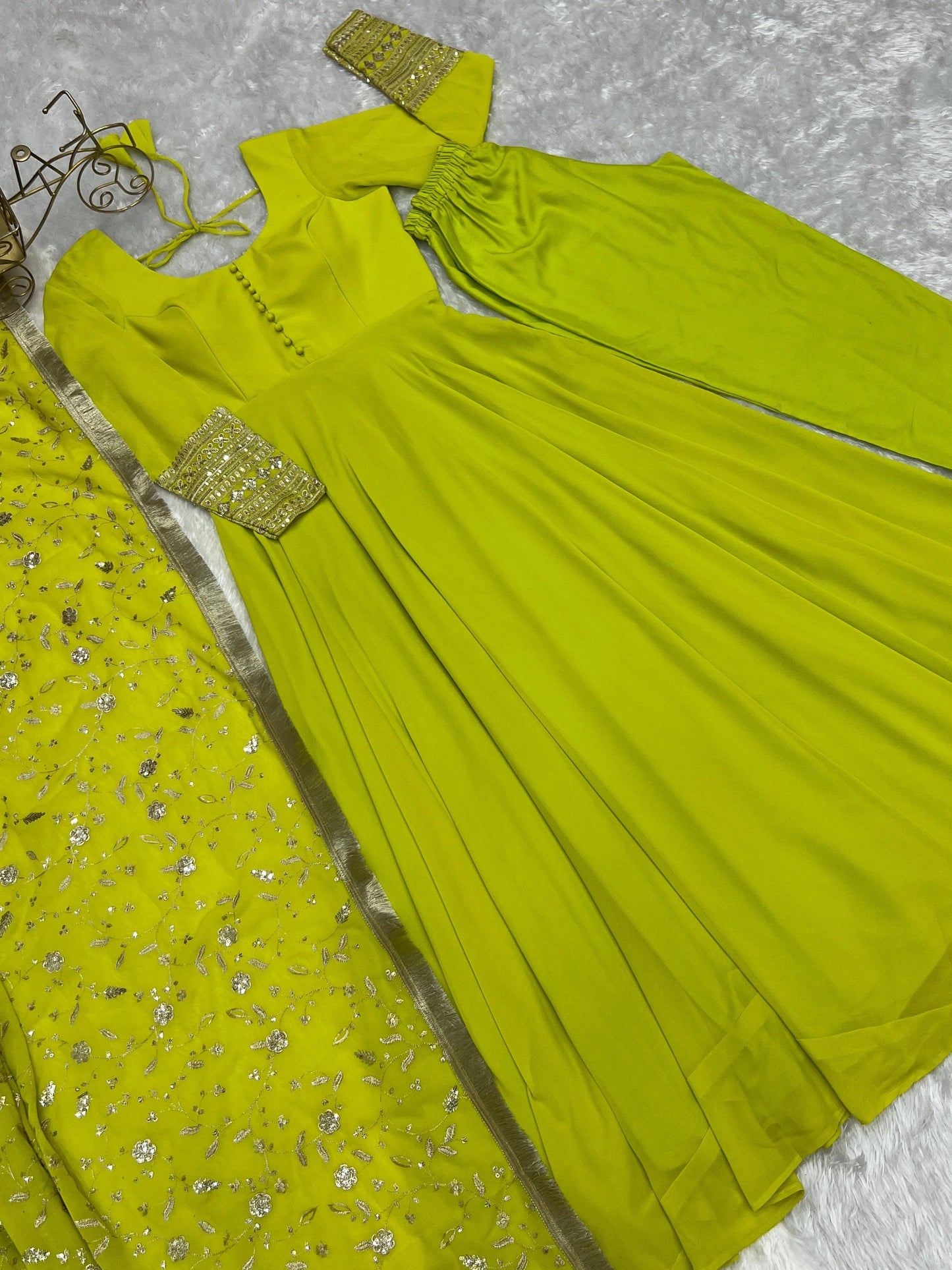 Radiant Faux Georgette Fully Flared Designer Anarkali Pant Suit - INDIAN ELEGANCE