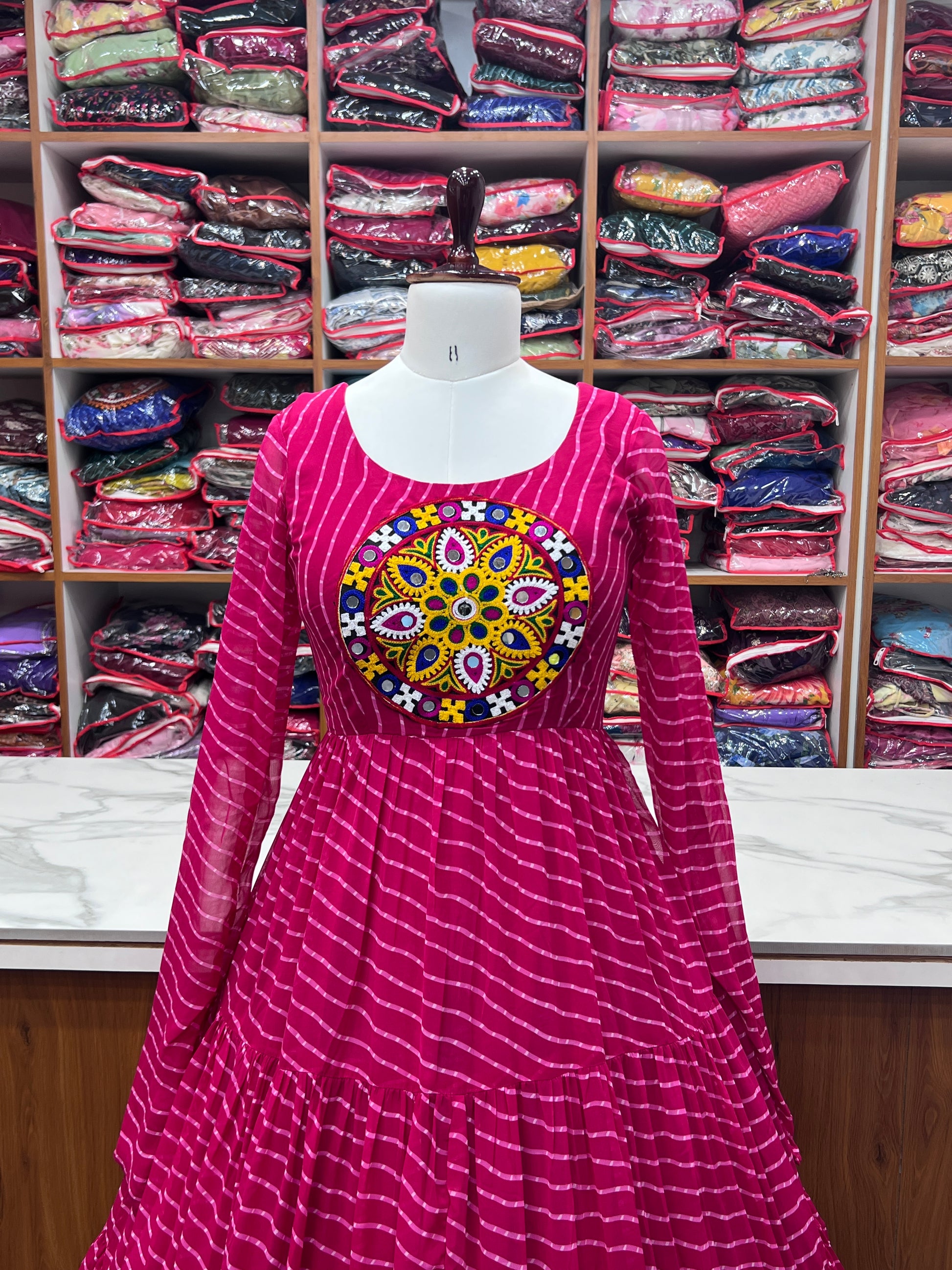 Arresting Navratri Wear Fully Stitched Designer Gown - INDIAN ELEGANCE