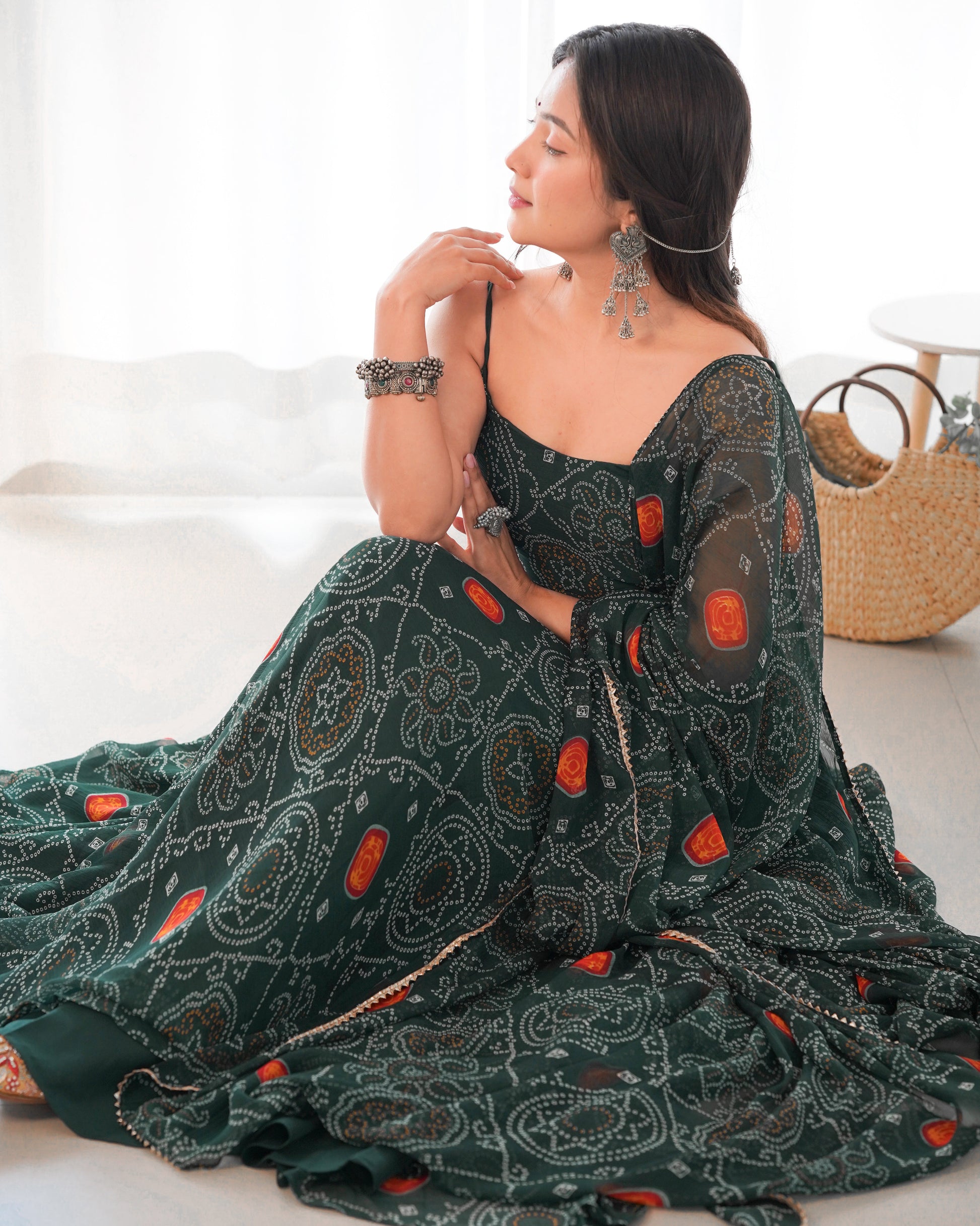 Spectacular Pink Chiffon Bandhej Printed Stitched Anarkali Pant Suit - INDIAN ELEGANCE