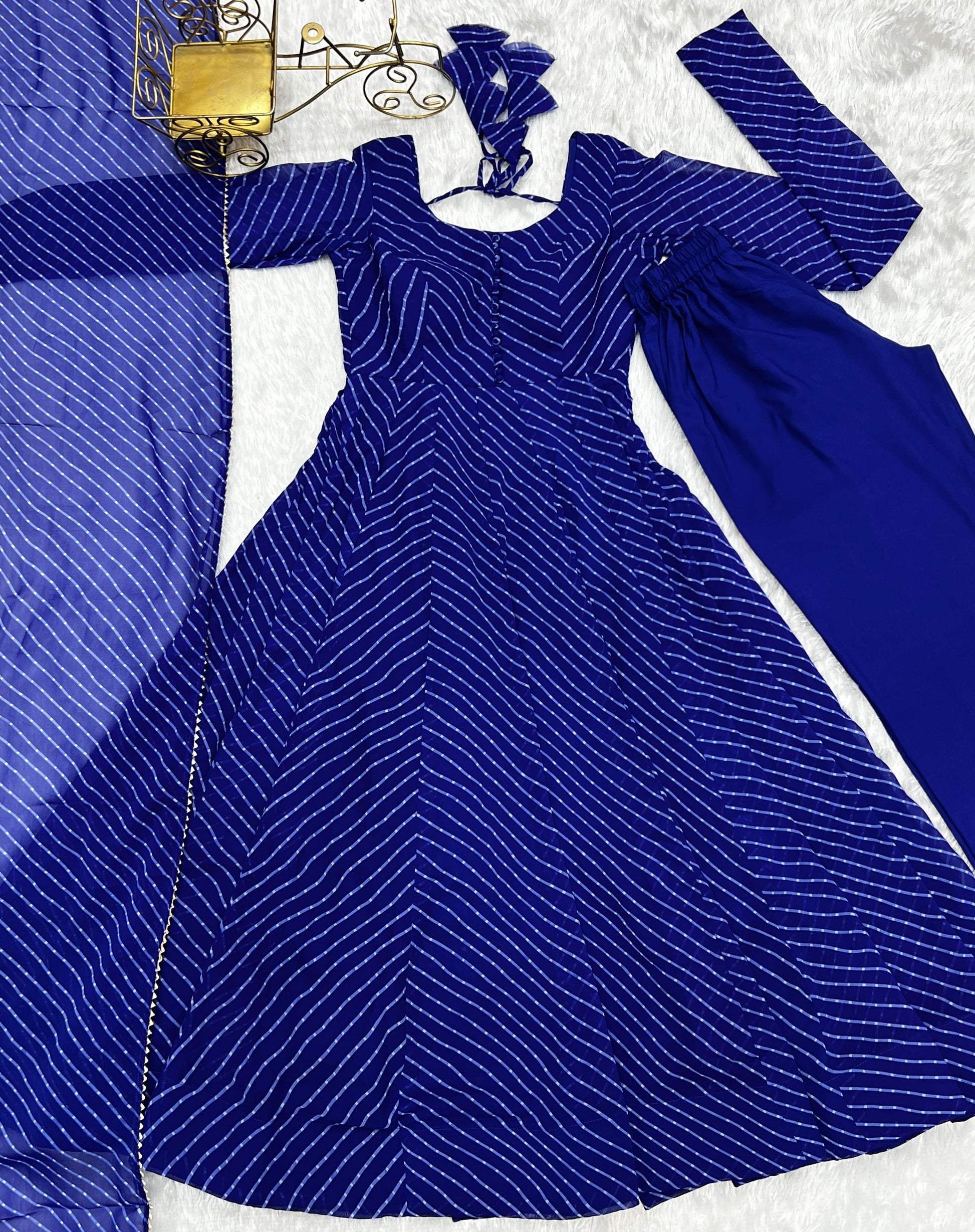 Splendid Faux Georgette Printed Fully Stitched Anarkali Pant Suit - INDIAN ELEGANCE
