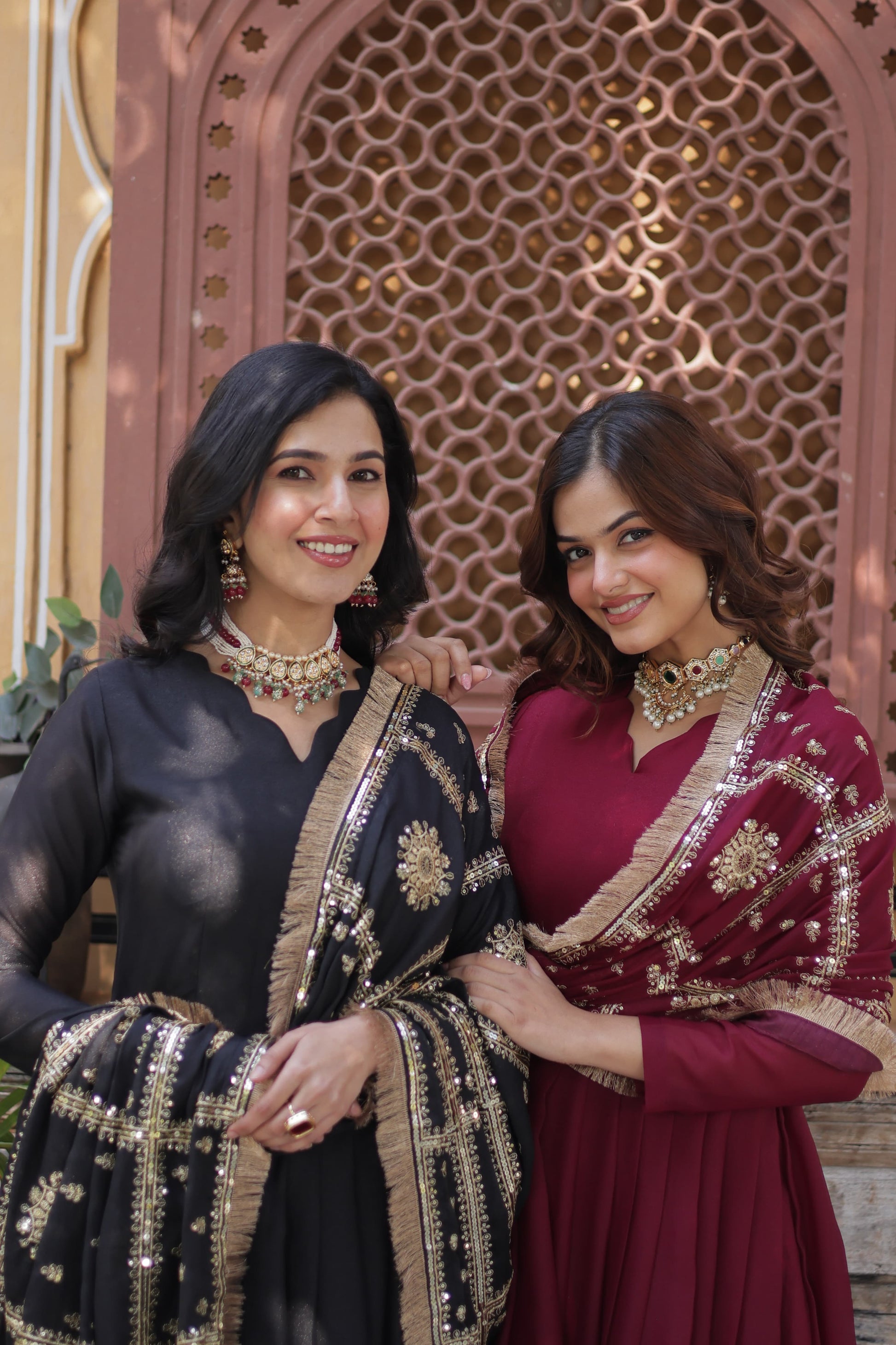 Lovely Georgette Embroidered Zari Sequins Worked Gown With Dupatta - INDIAN ELEGANCE