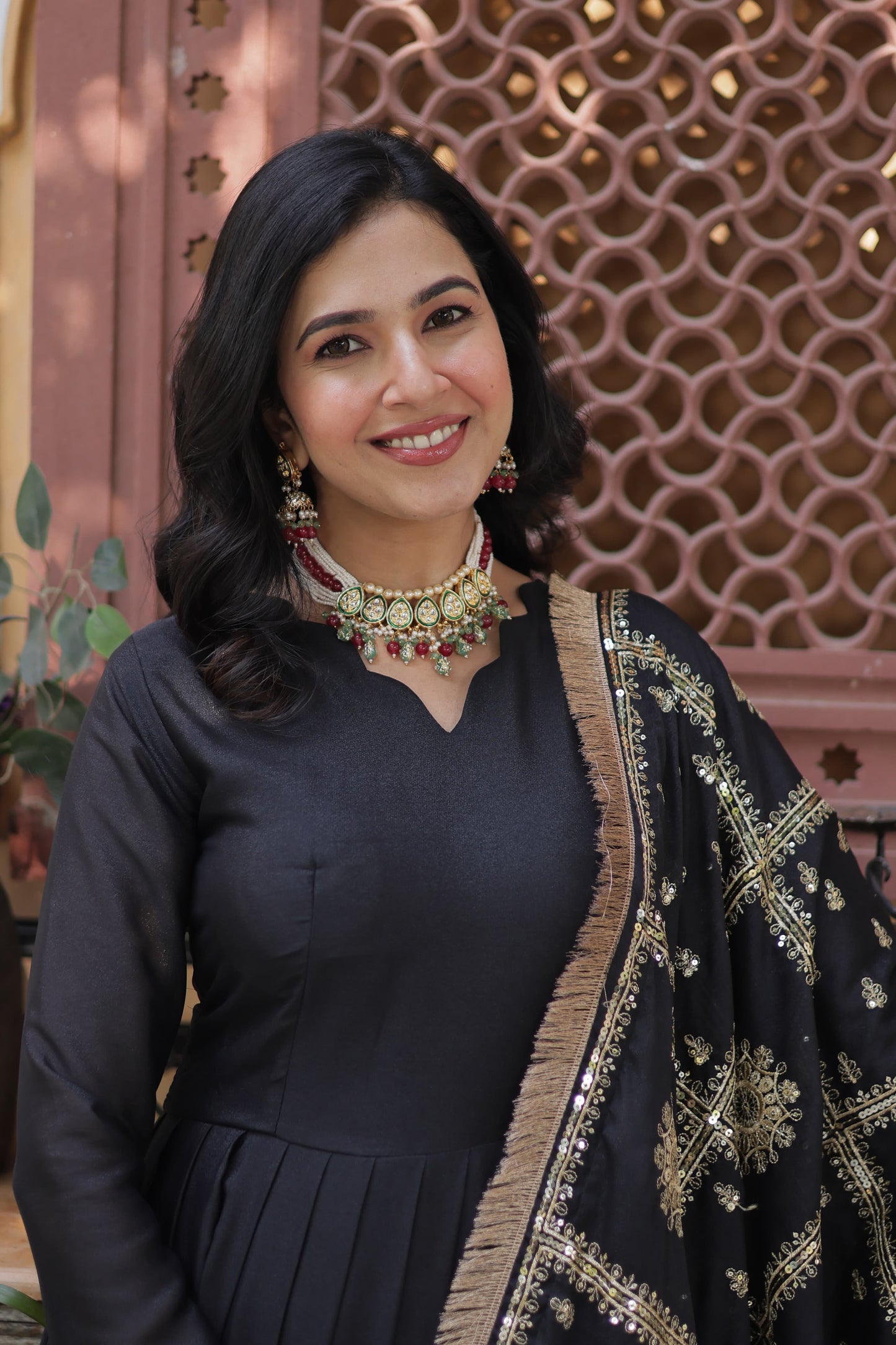 Lovely Georgette Embroidered Zari Sequins Worked Gown With Dupatta - INDIAN ELEGANCE