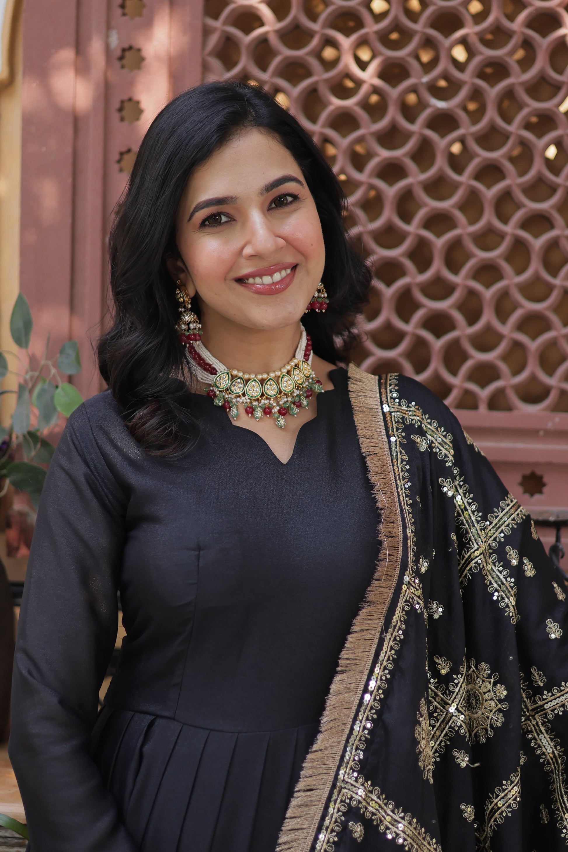 Lovely Georgette Embroidered Zari Sequins Worked Gown With Dupatta - INDIAN ELEGANCE