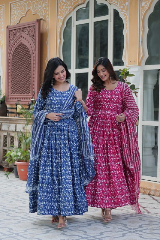 Elegant Pure Cotton Suit Set Full Sleeves With Matching Dupatta
