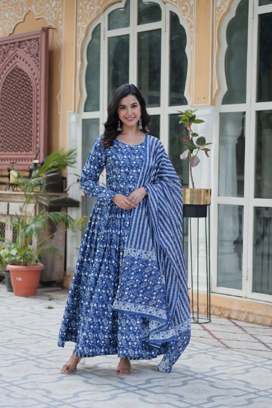 Elegant Pure Cotton Suit Set Full Sleeves With Matching Dupatta