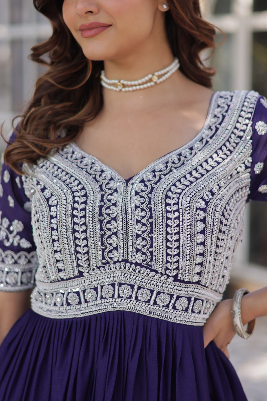 Elegant Star Georgette Lehenga Kurti Set – Fusion of Grace & Glamour