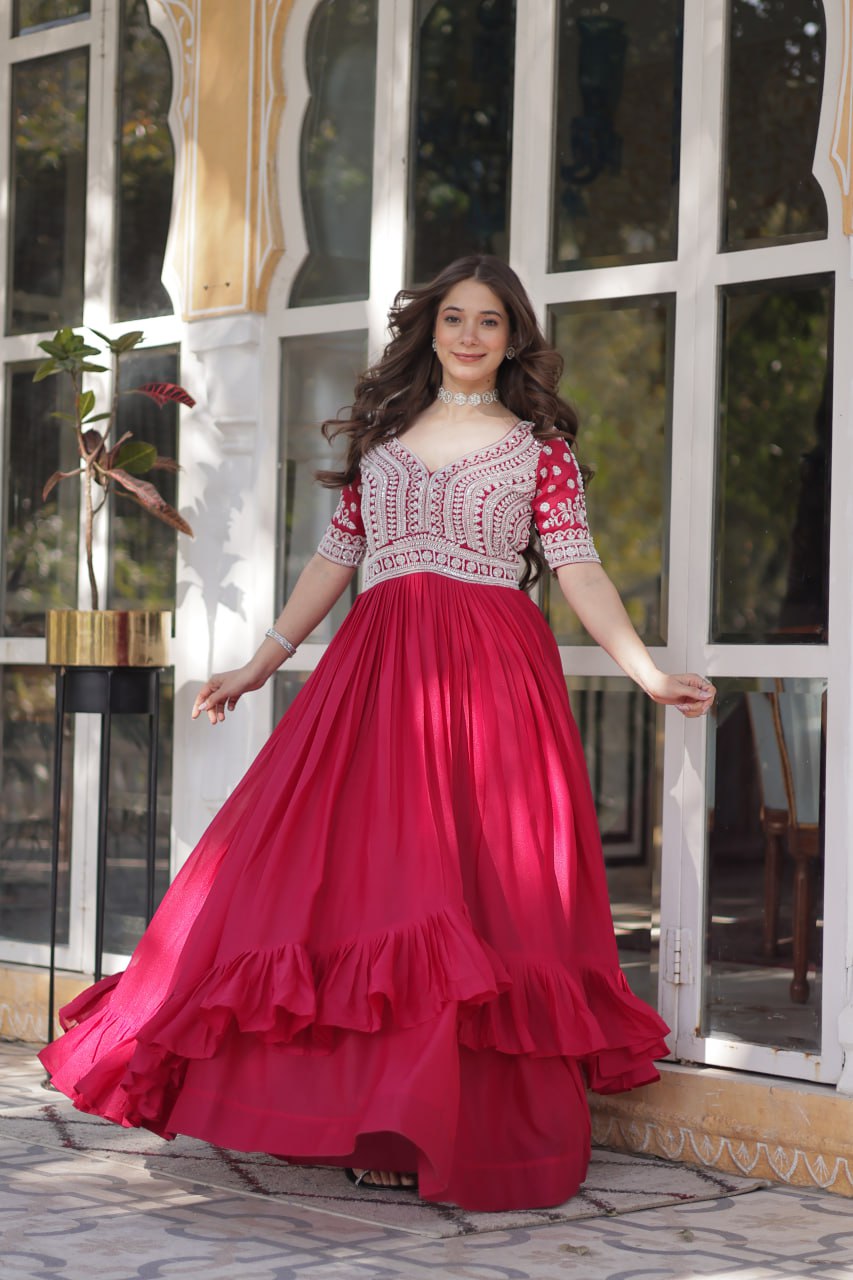 Elegant Star Georgette Lehenga Kurti Set – Fusion of Grace & Glamour