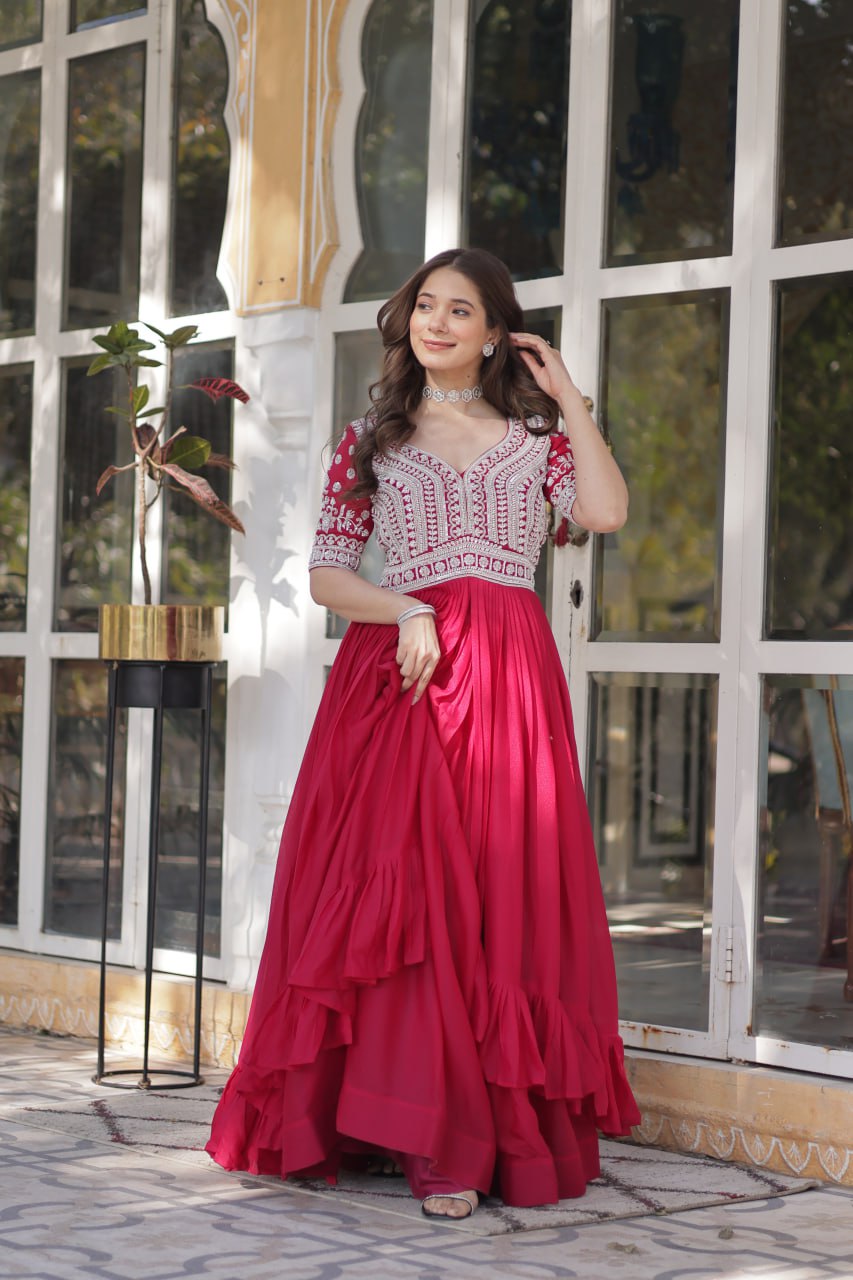 Elegant Star Georgette Lehenga Kurti Set – Fusion of Grace & Glamour